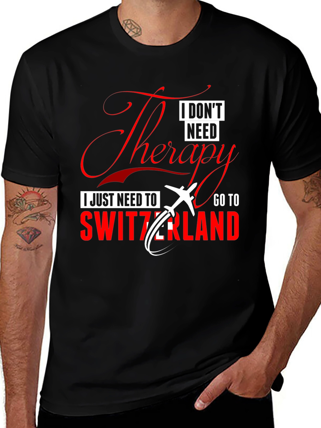 Variant 5 of Switzerland Therapy T-Shirt - Travel Humor Tee