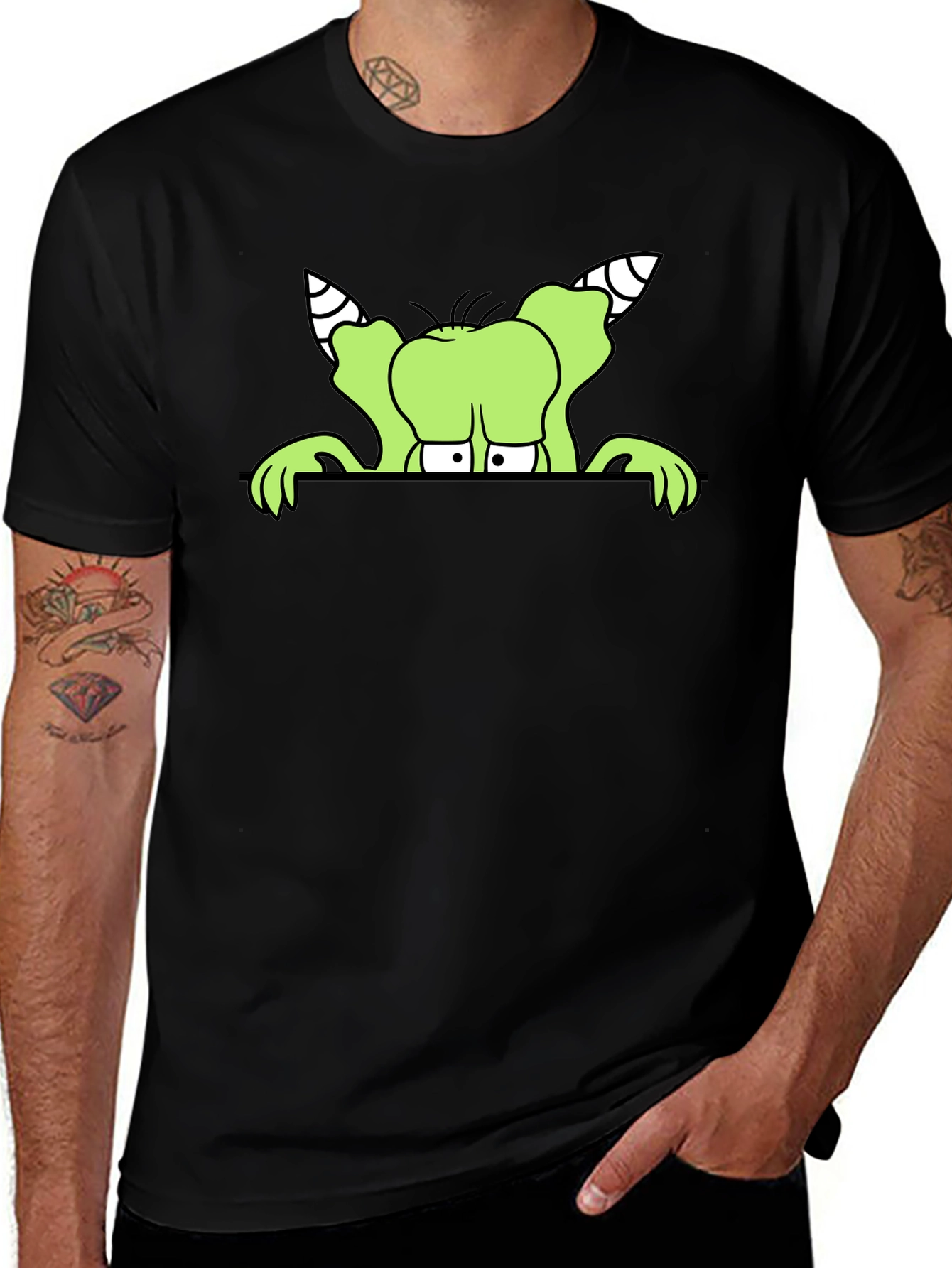 Variant 6 of Green Monster Graphic Black T-Shirt