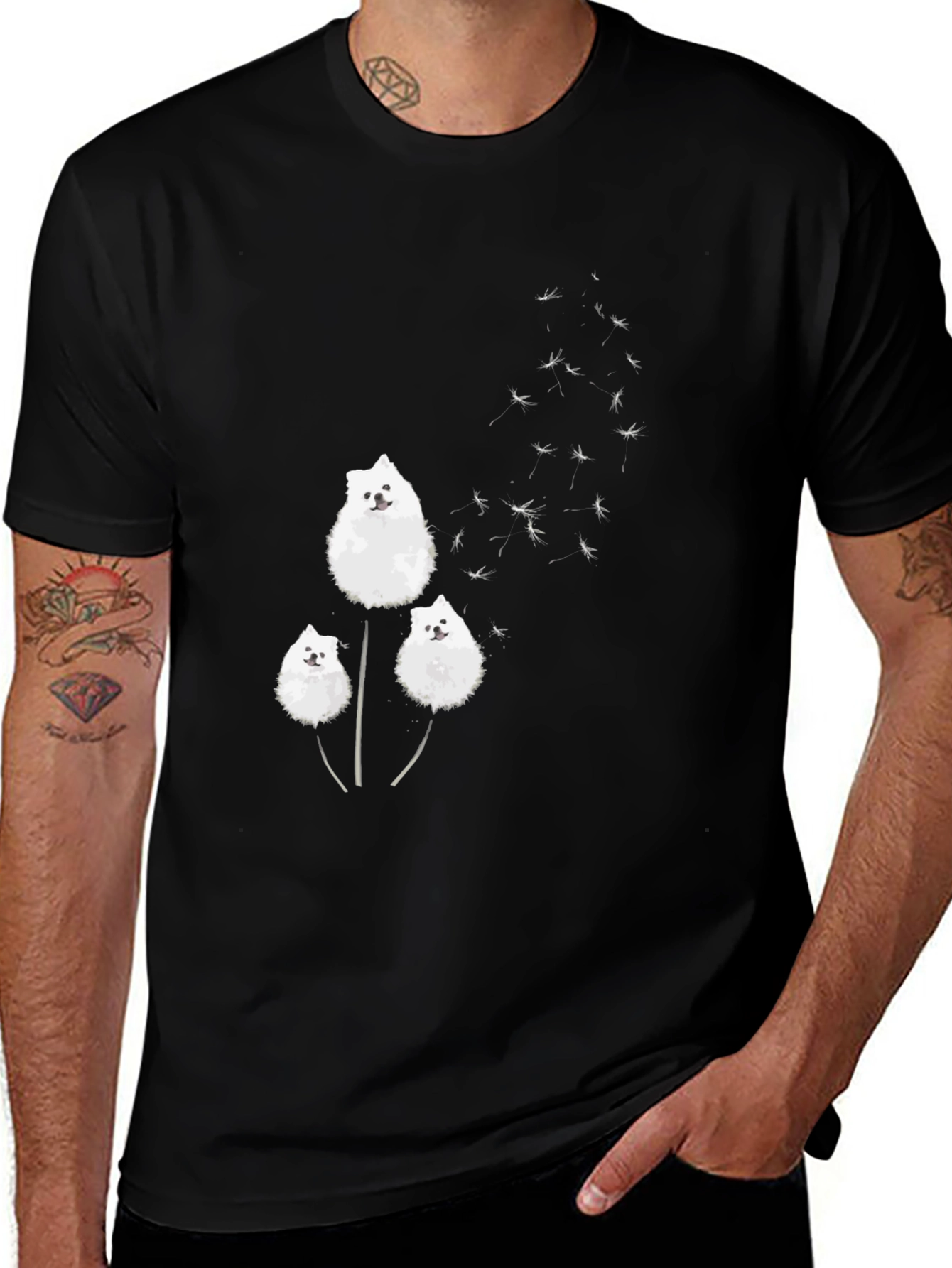 Variant 19 of Cute Dog Dandelion T-Shirt - Unique Graphic Tee