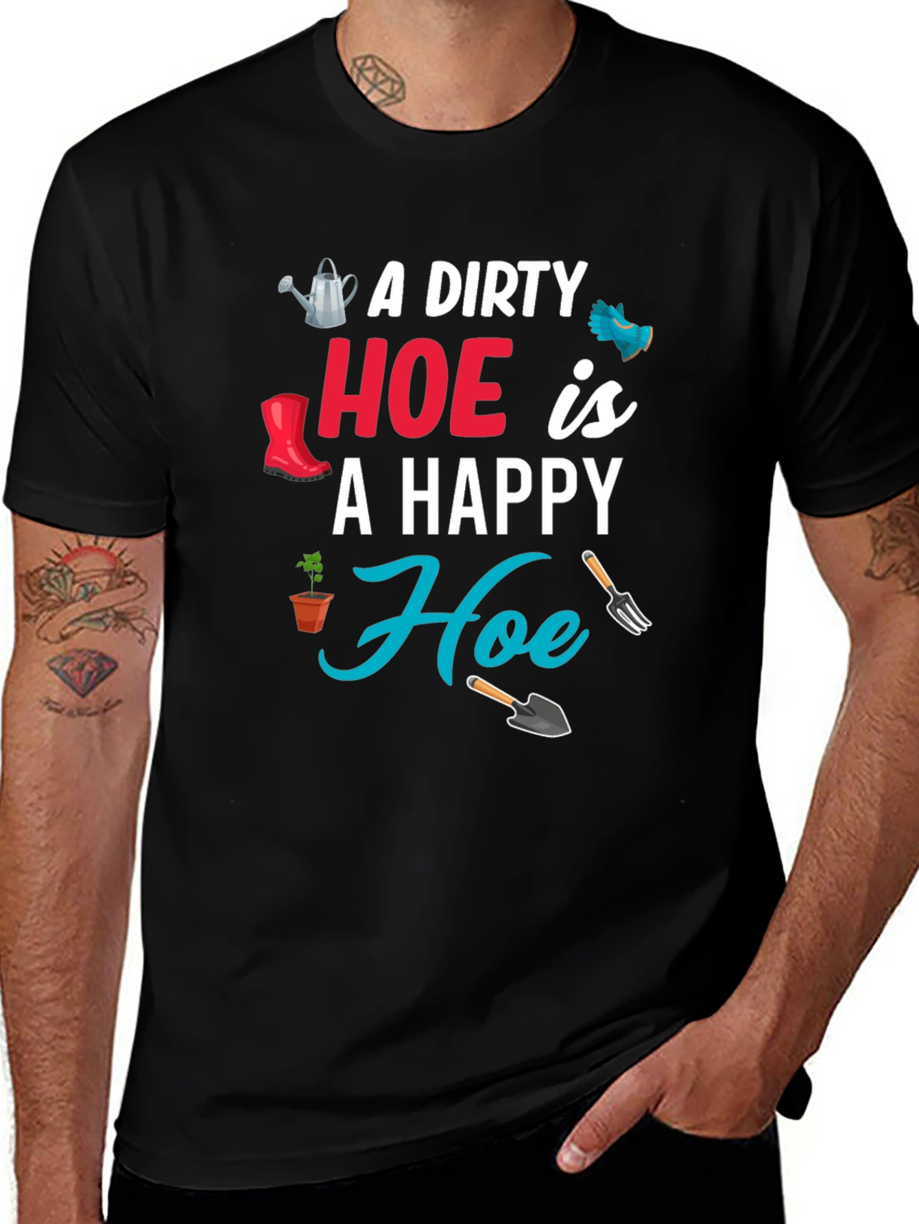 Variant 8 of Dirty Hoe Happy Hoe Black T-Shirt