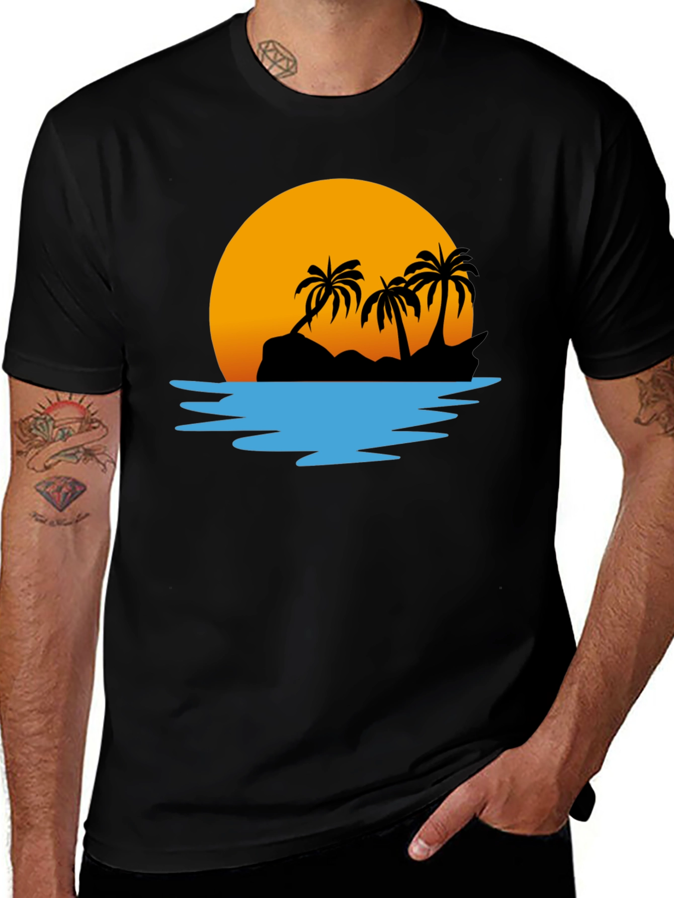 Variant 26 of Sunset Palm Tree Graphic T-Shirt - Relaxed Fit