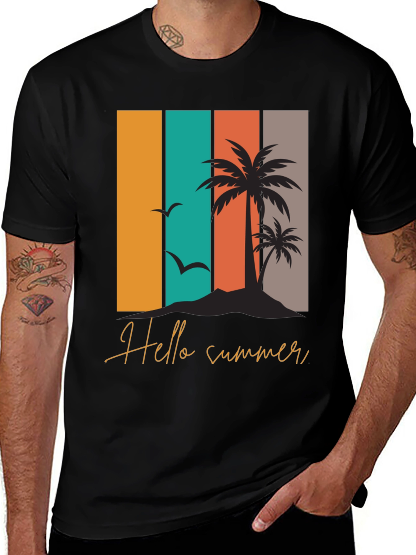Variant 7 of Hello Summer Graphic Tee - Tropical Beach Vibes