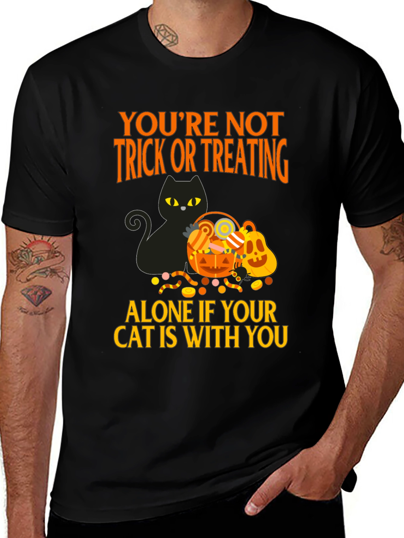 Variant 8 of Halloween Cat T-Shirt - Trick or Treating Tee