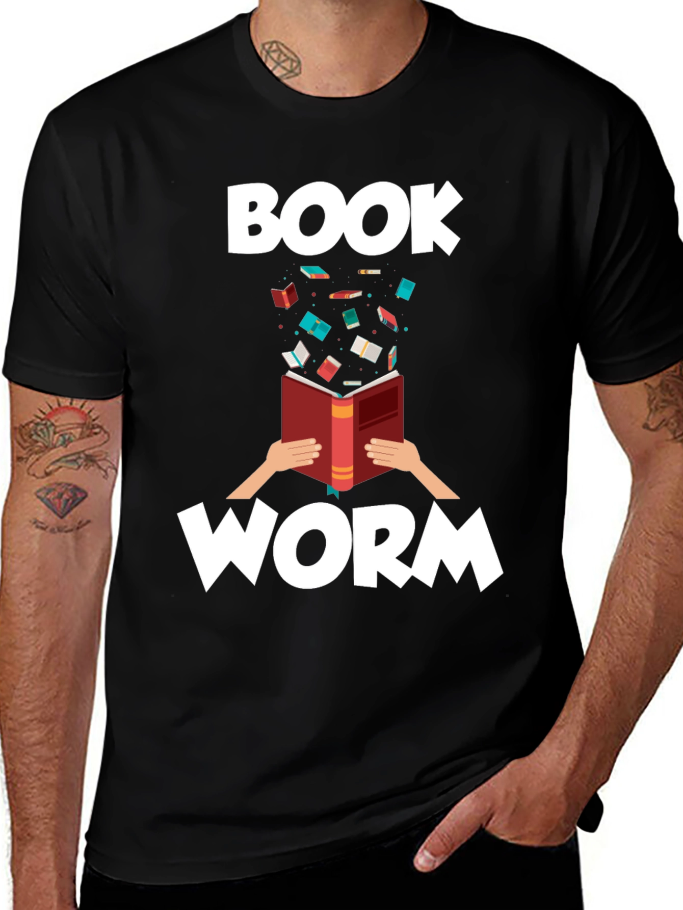 Variant 22 of Bookworm Graphic Tee - Black Cotton T-Shirt