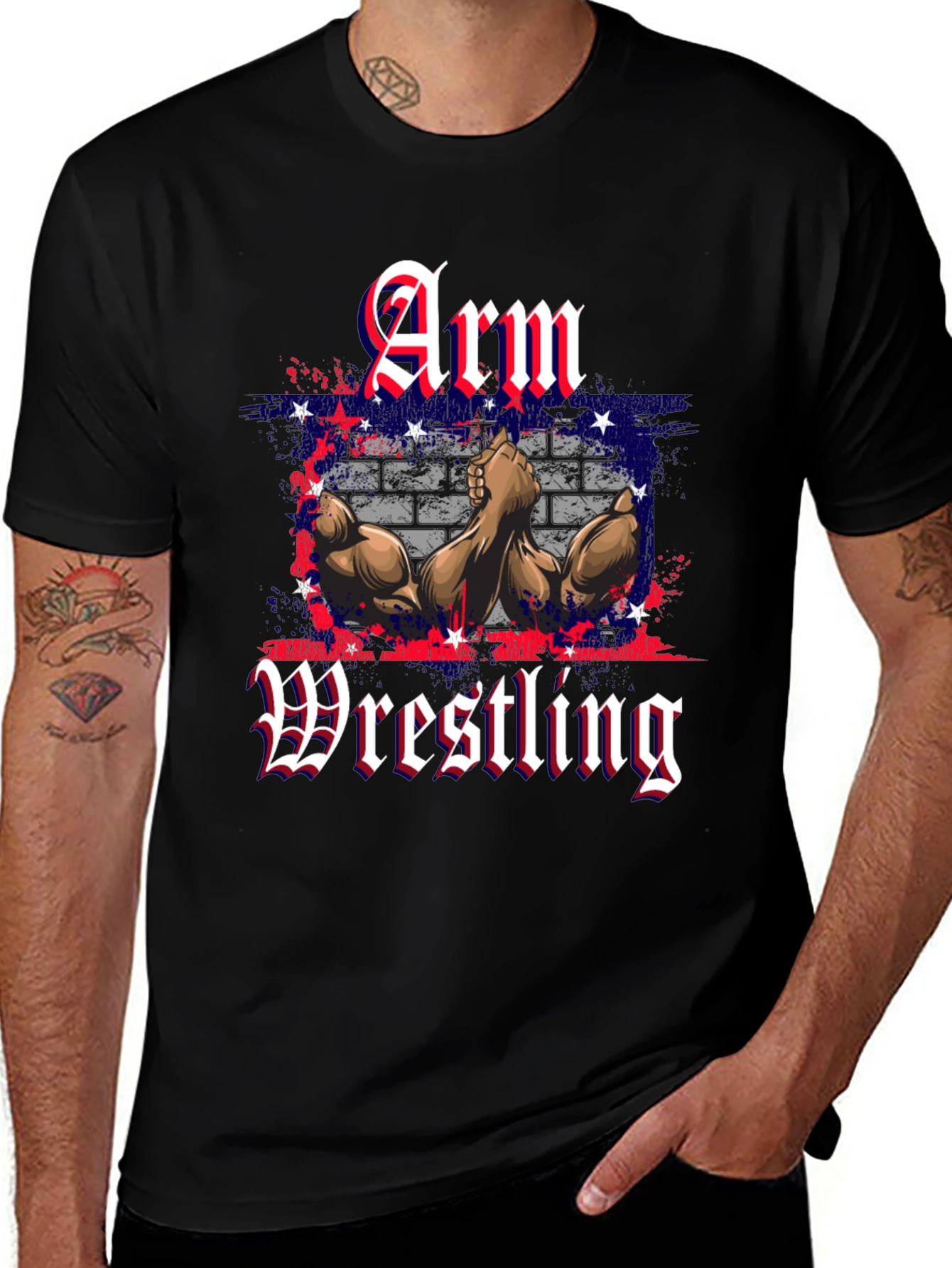 Variant 5 of Arm Wrestling Patriotic T-Shirt