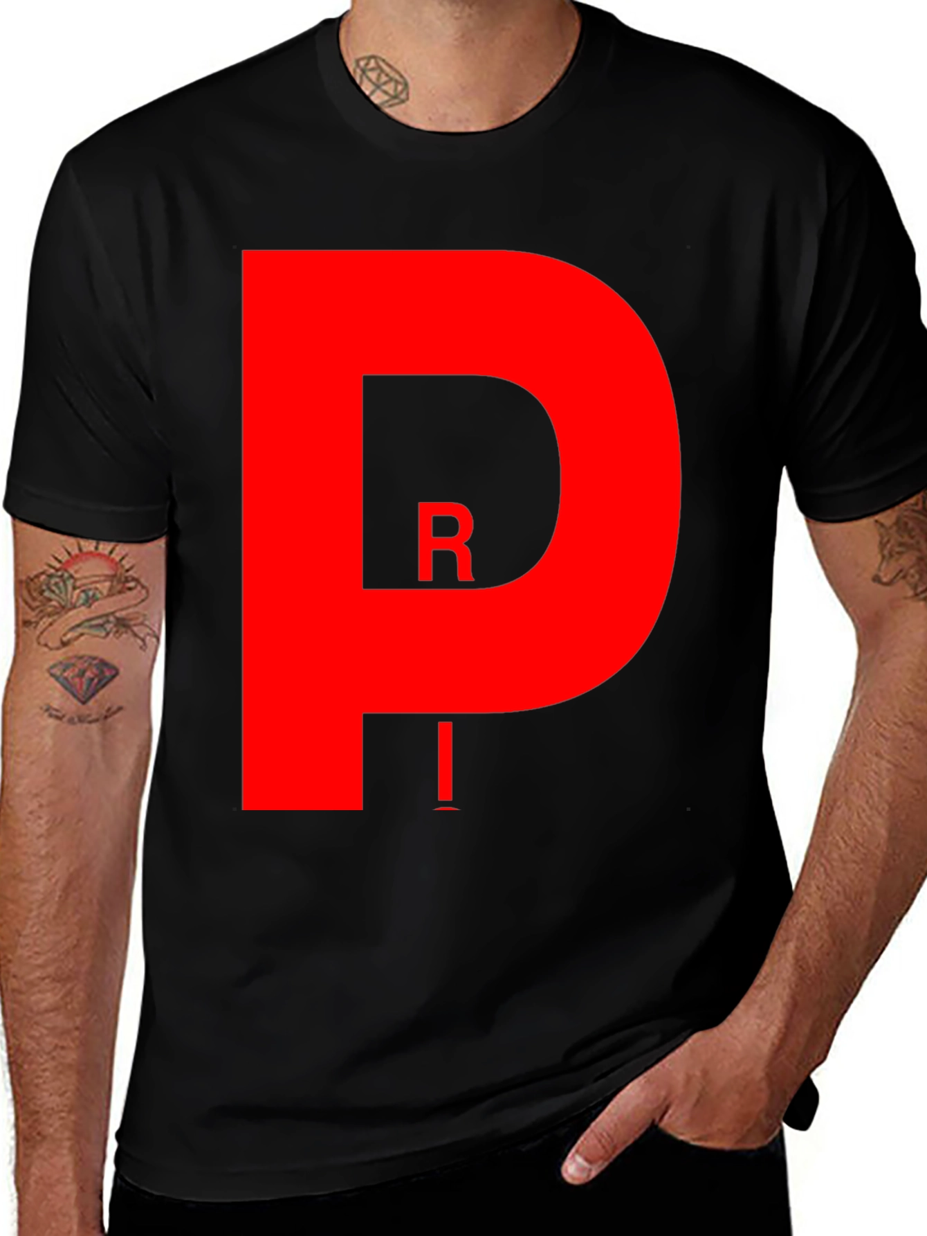 Variant 24 of Bold Red PRI Graphic Black T-Shirt