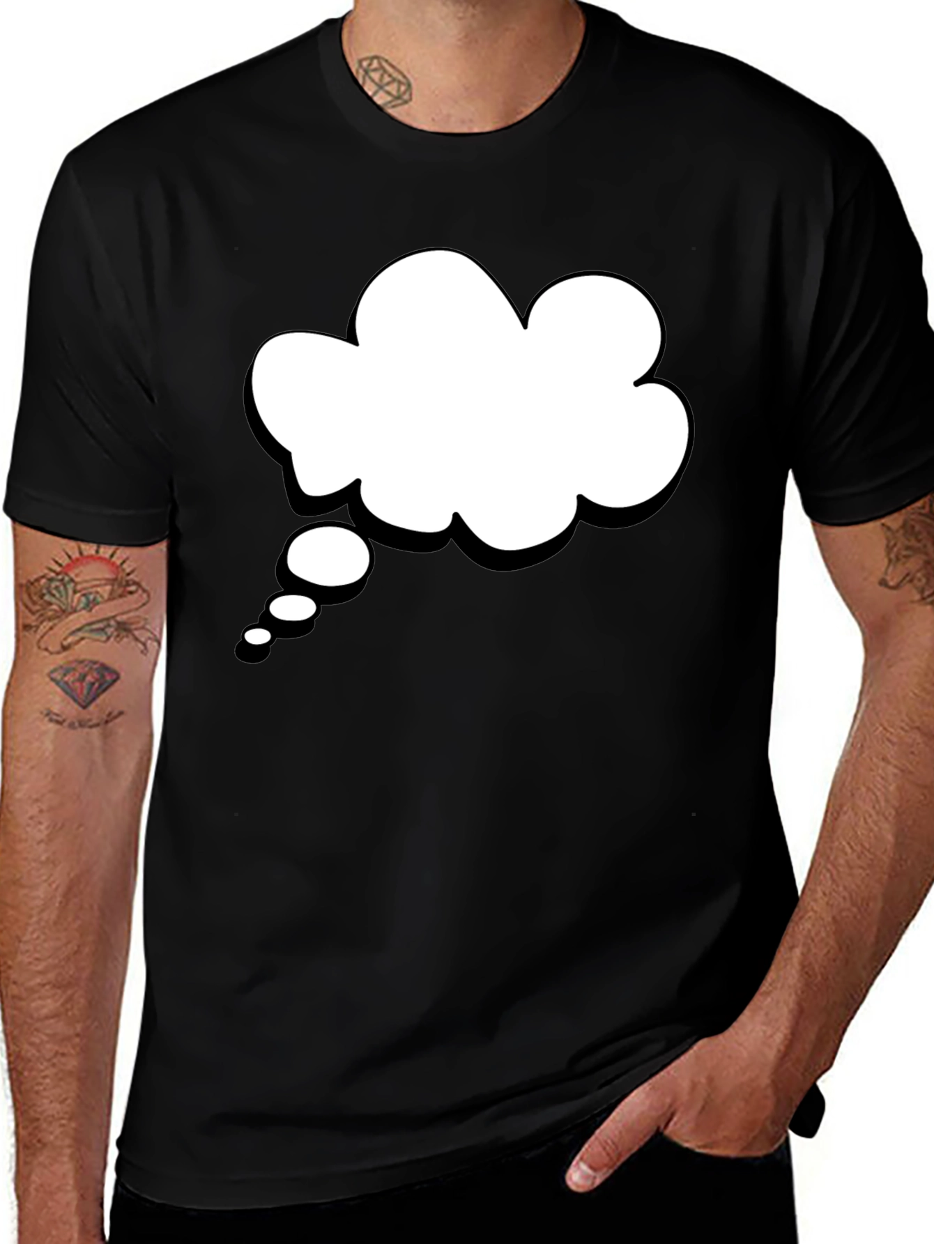 Variant 2 of Black T-Shirt with White Thought Bubble Graphic