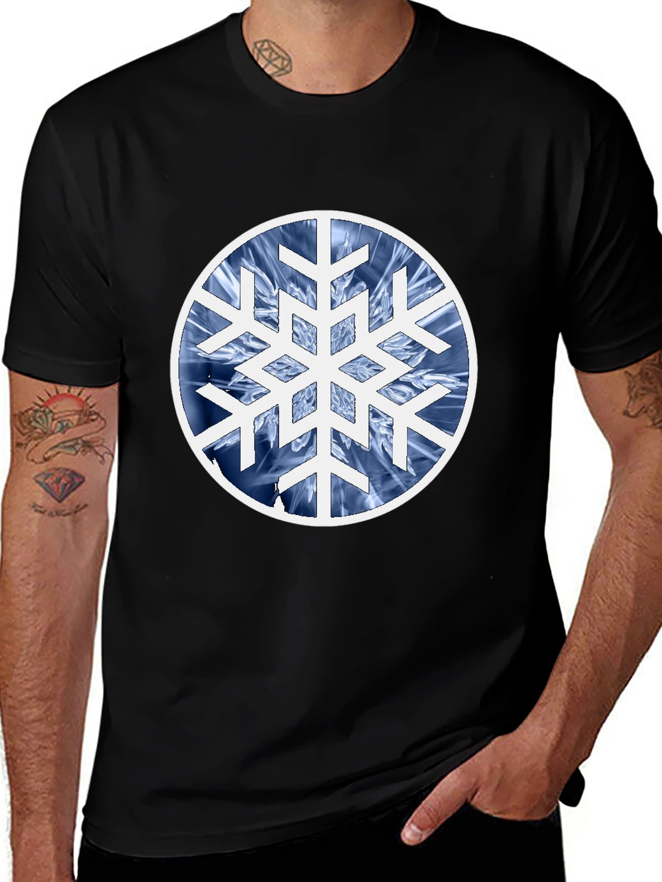 Variant 17 of Snowflake Circle Black T-Shirt