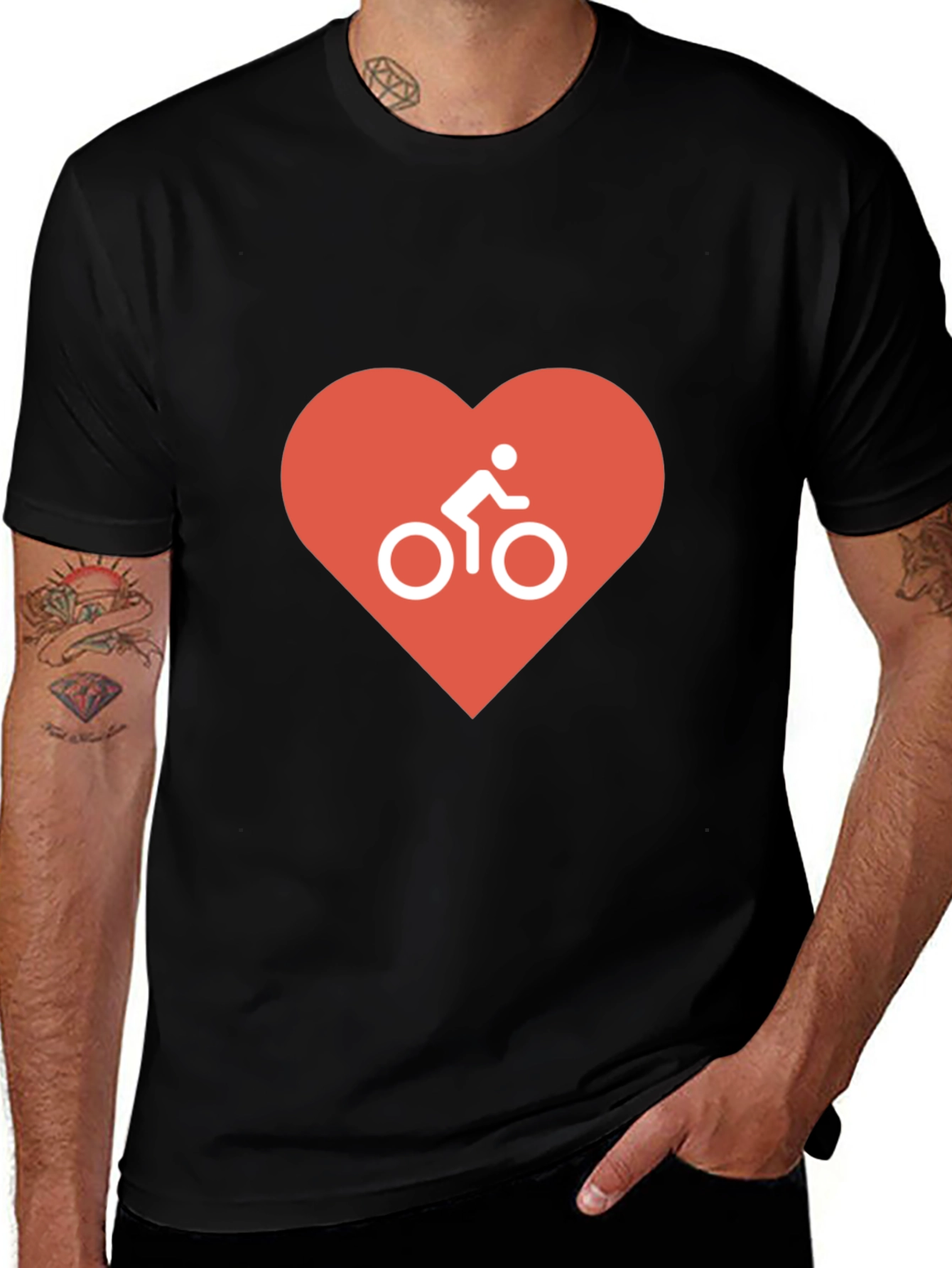 Variant 22 of I Love Cycling T-Shirt - Black, Heart Design
