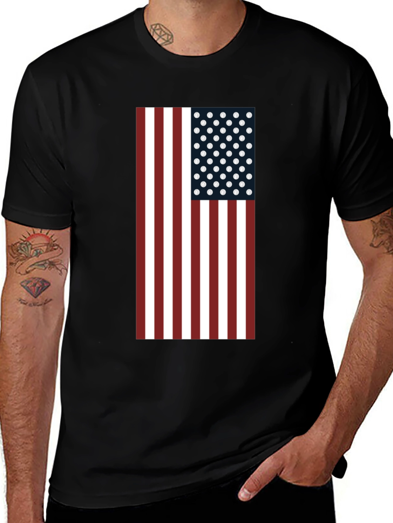Black American Flag Graphic Tee - Patriotic Style main image