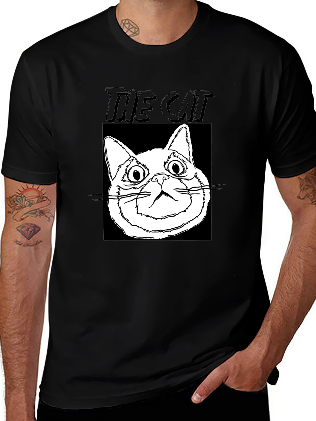 Variant 29 of The Cat Graphic T-Shirt - Black Cotton Tee
