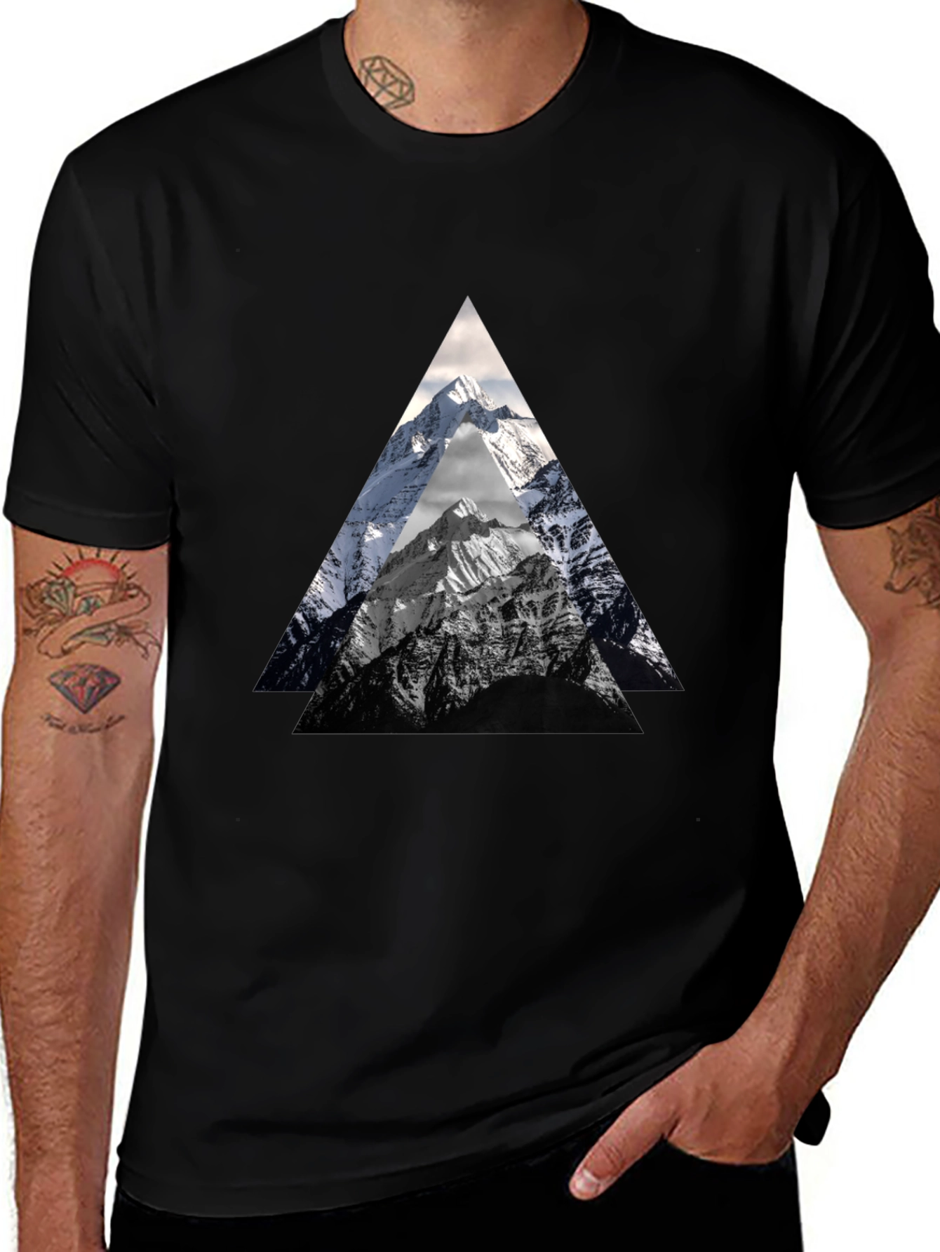 Variant 5 of Mountain Peak Triangle Graphic Tee - Black