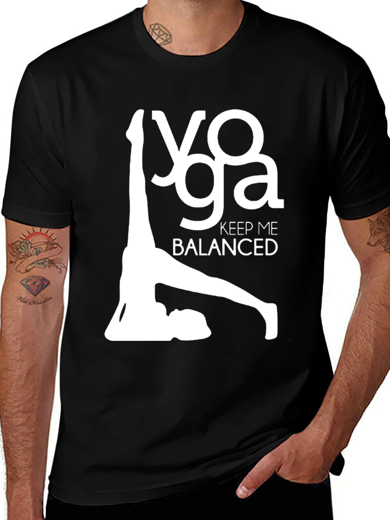 Variant 17 of Yoga Balanced Tee - Men's Black Graphic T-Shirt