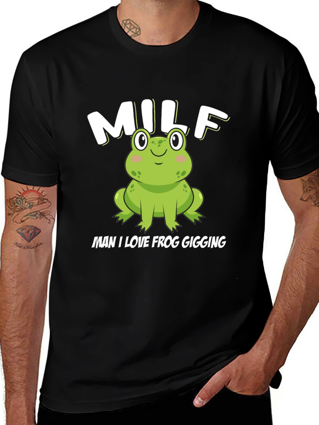 MILF Man I Love Frog Gigging Black T-Shirt