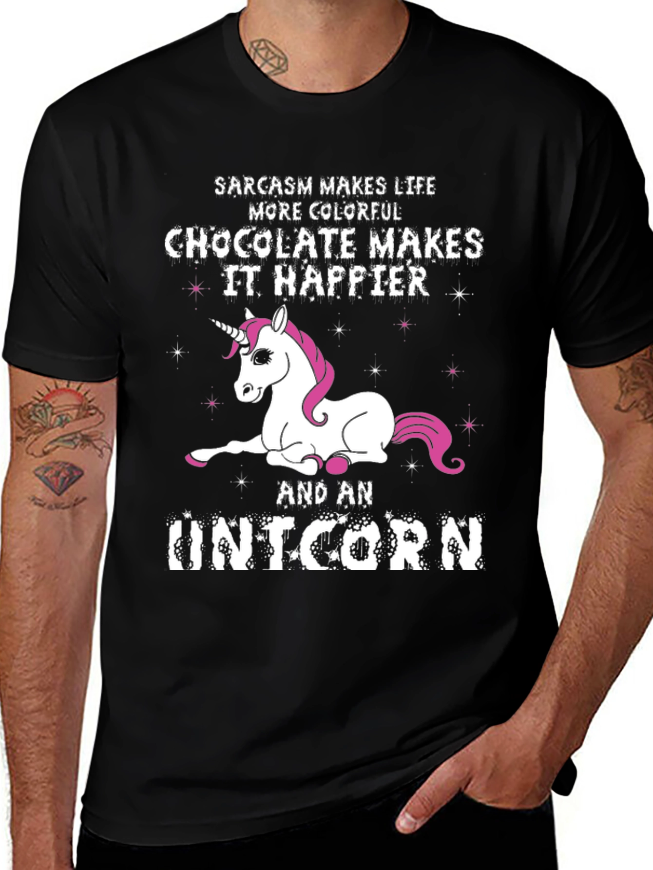 Variant 13 of Sarcasm Chocolate Unicorn Graphic Tee