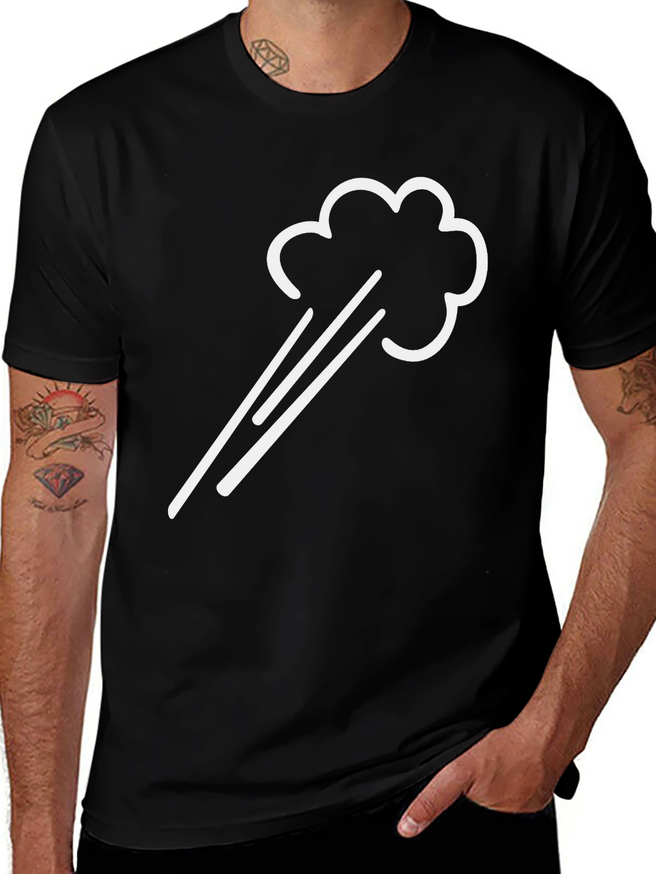 Variant 24 of Funny Fart Cloud Graphic T-Shirt - Black Cotton Blend