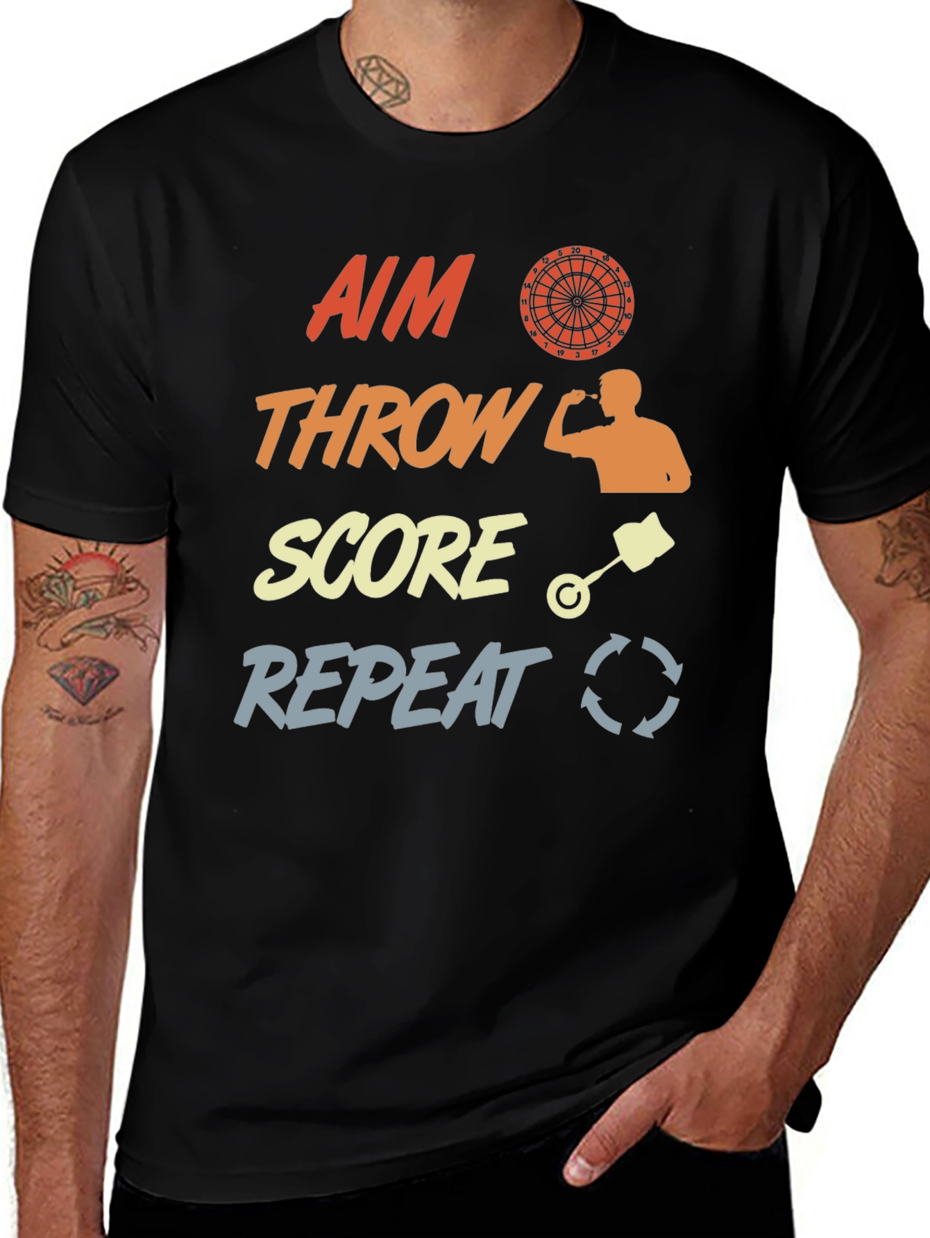 Variant 15 of Darts T-Shirt - Aim Throw Score Repeat - Casual Tee