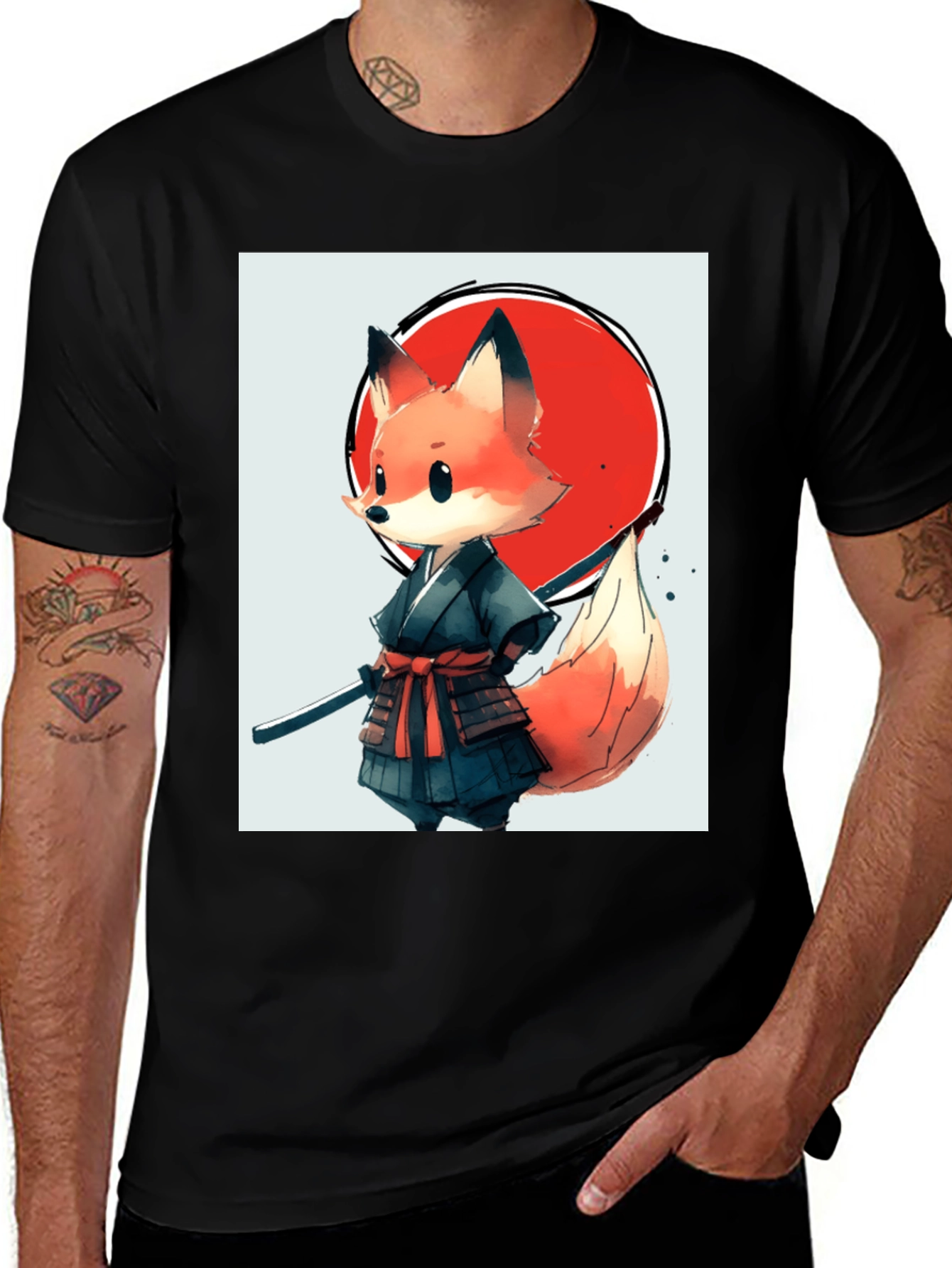 Variant 20 of Fox Samurai Graphic Tee - Unique Anime Style