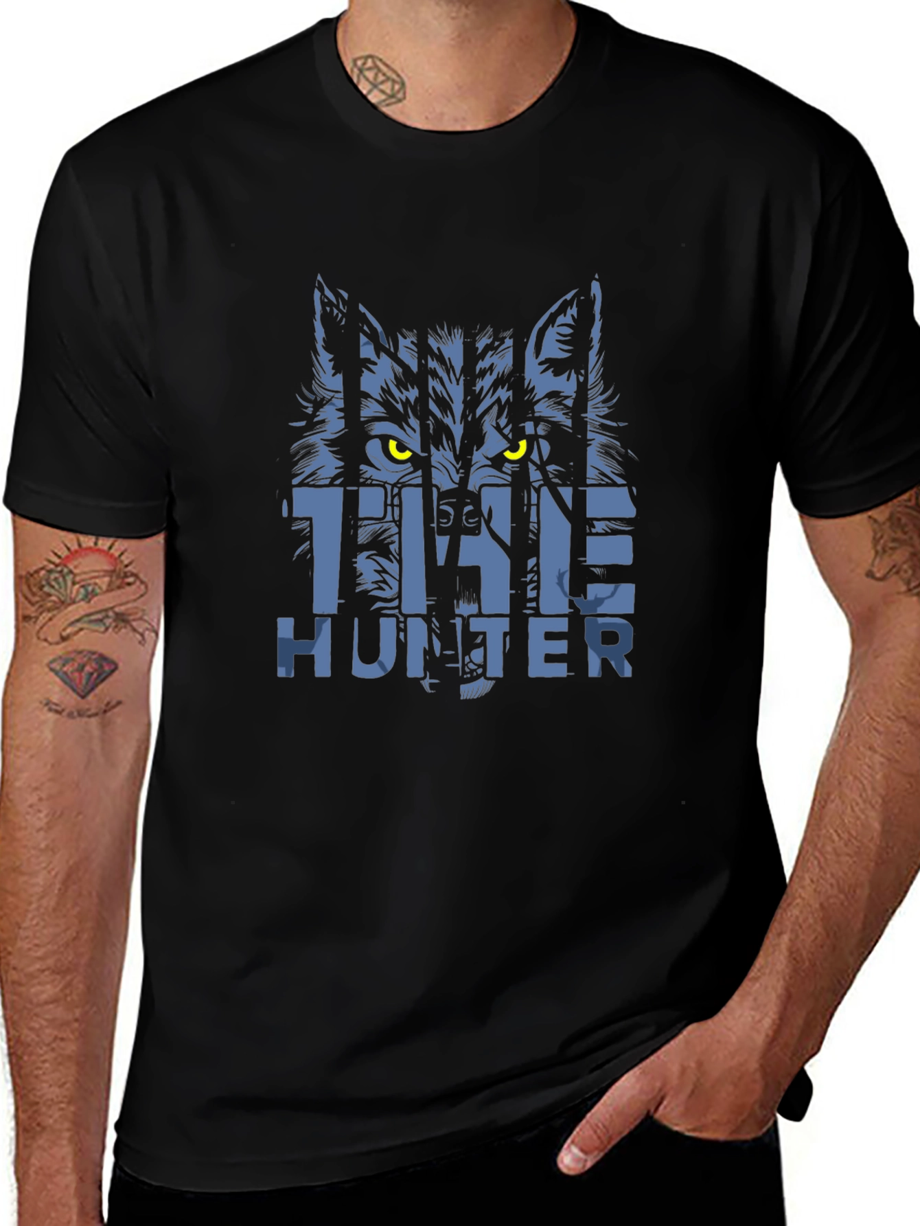 The Hunter Graphic T-Shirt - Wolf Design