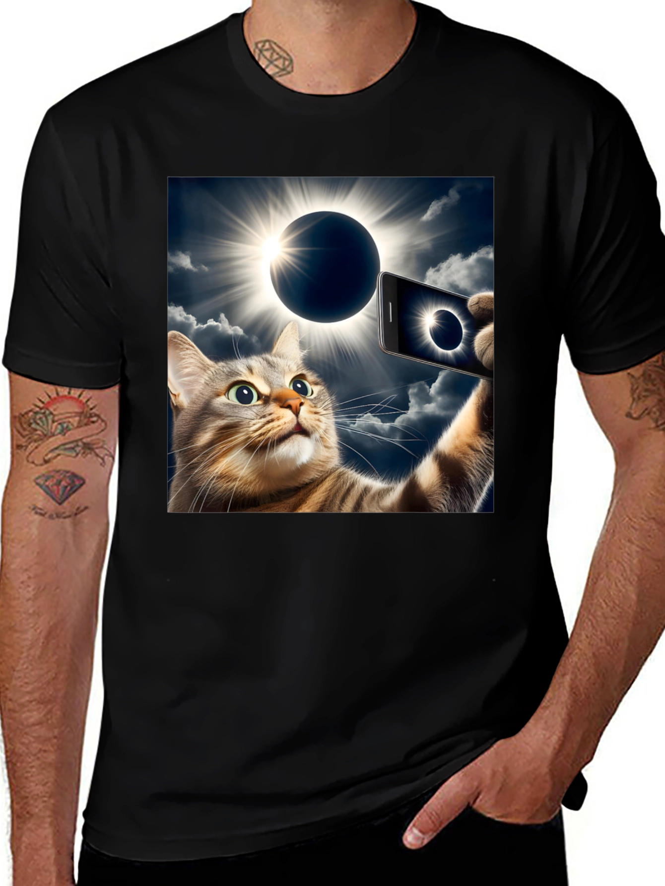 Variant 22 of Cat Eclipse Selfie T-Shirt - Unique Graphic Tee