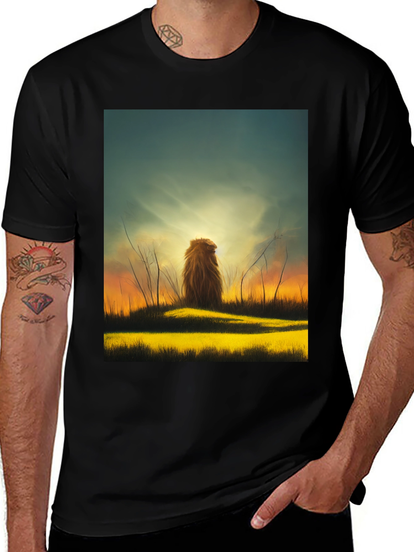 Variant 6 of Sunset Savannah Graphic Tee - Black