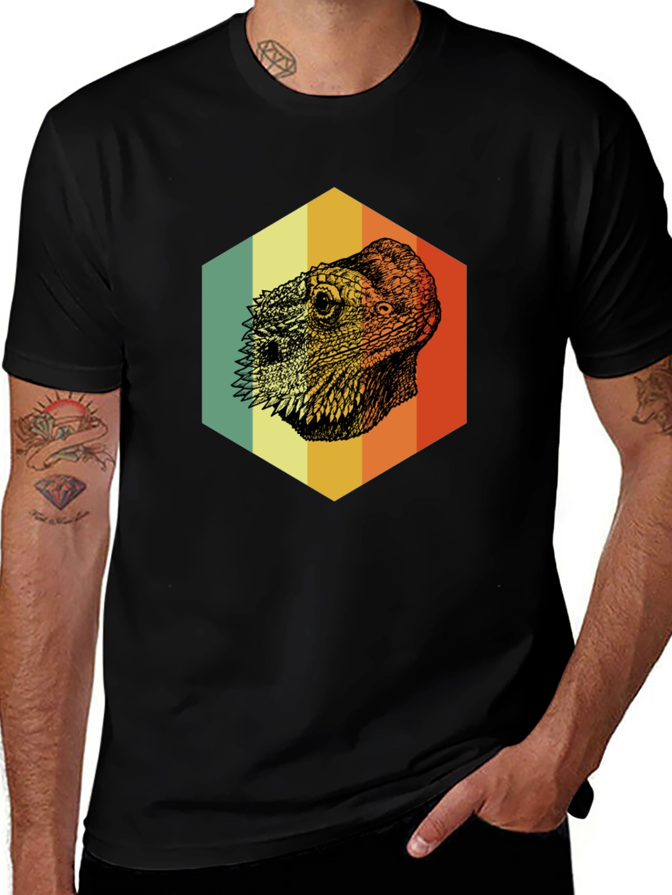 Variant 20 of Bearded Dragon Hexagon T-Shirt - Cool Reptile Graphic Tee