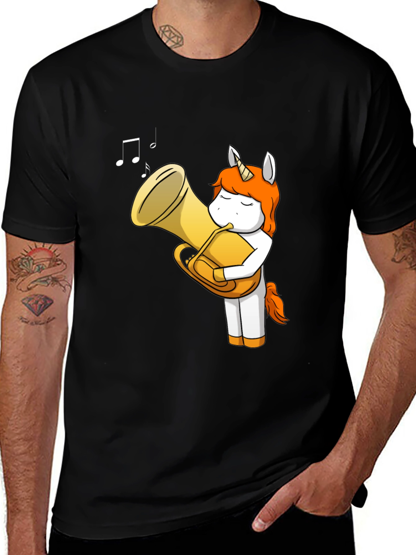 Variant 6 of Unicorn Tuba Player Black T-Shirt