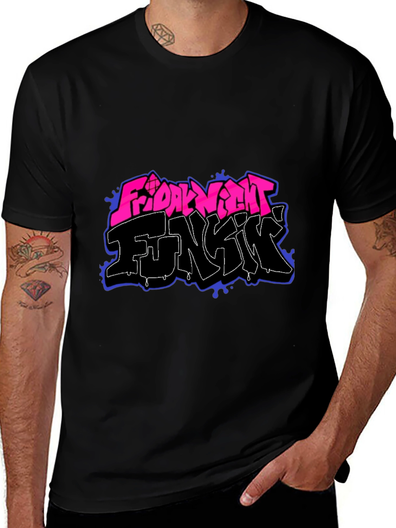 Friday Night Funkin' Graphic Tee - Black Cotton T-Shirt