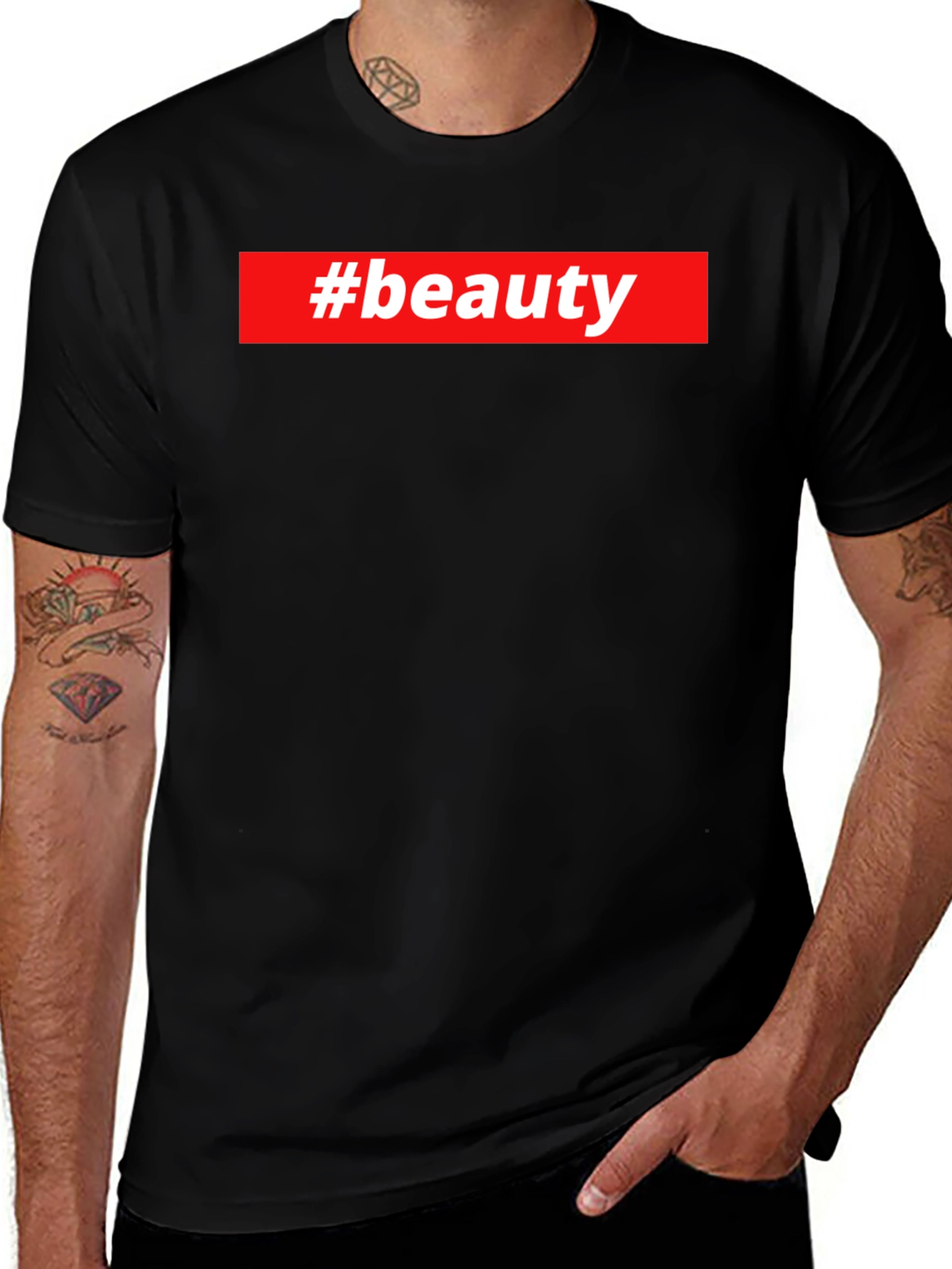 Variant 6 of #beauty Graphic Tee - Stylish Black T-Shirt