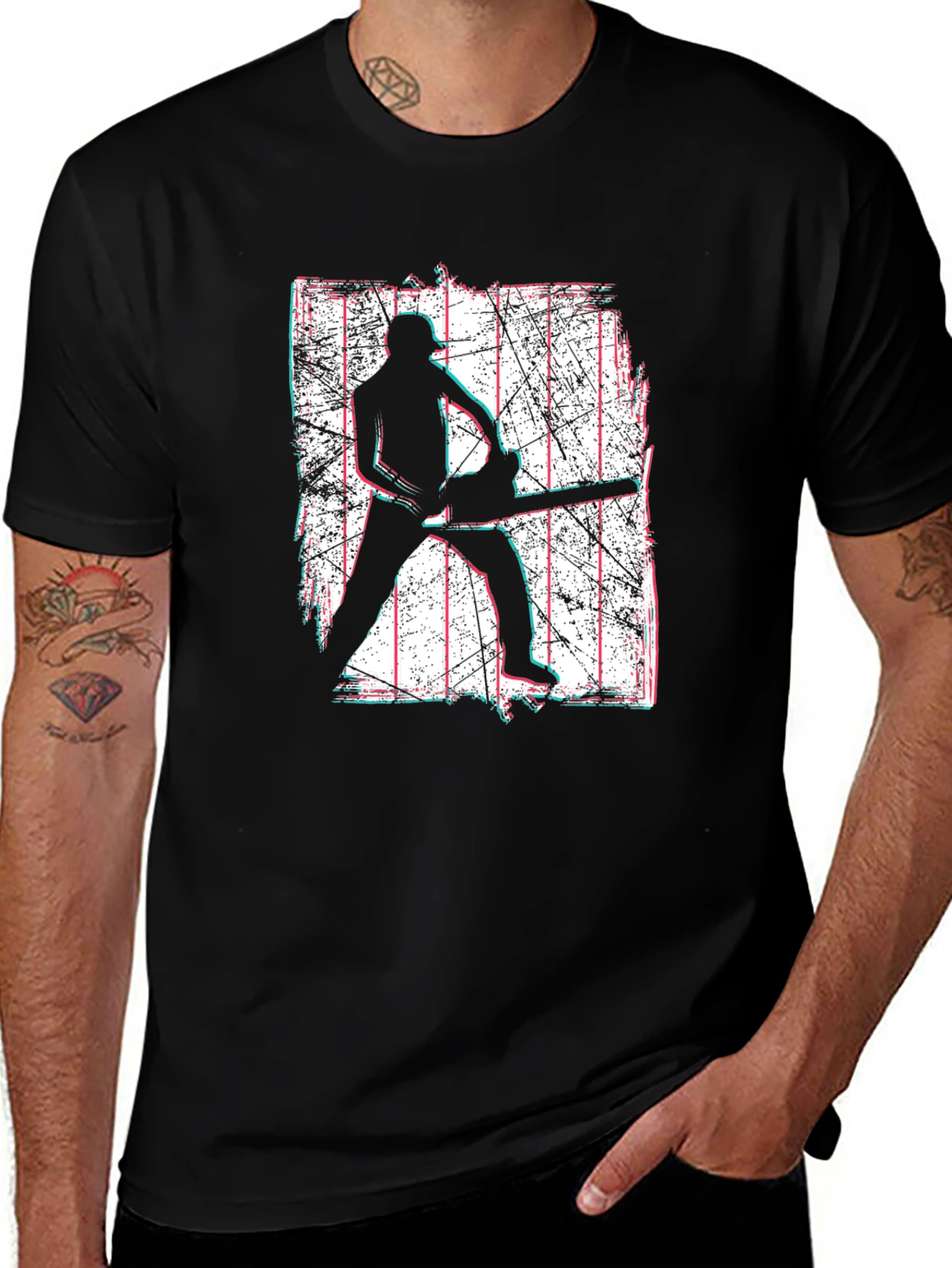 Variant 4 of Chainsaw Silhouette Graphic Tee - Grunge Style