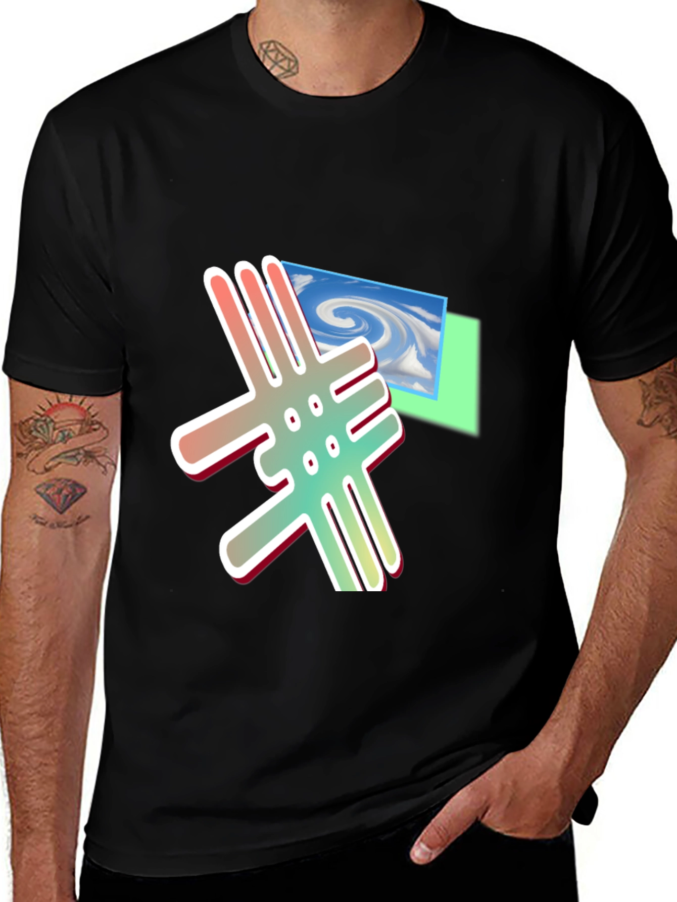 Variant 29 of Abstract Graphic Print Black T-Shirt