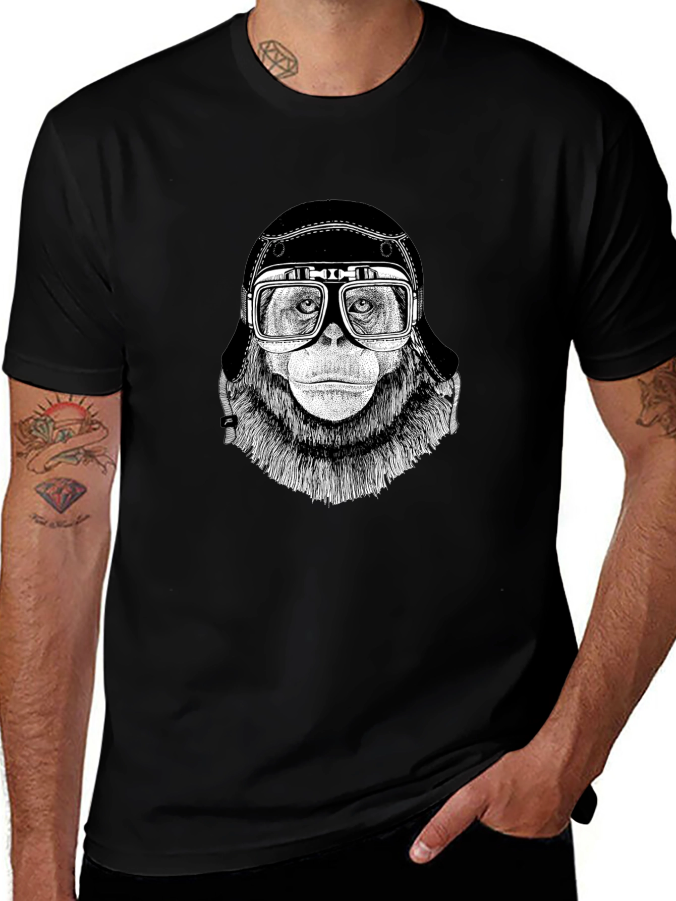 Variant 18 of Monkey Aviator Graphic T-Shirt - Cool Retro Style