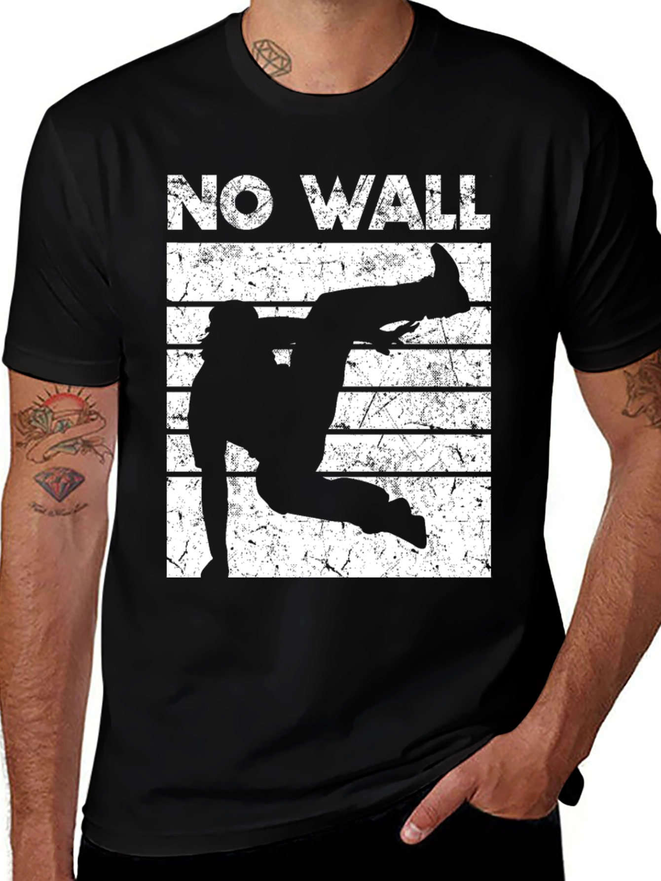 No Wall Graphic Tee - Black Cotton T-Shirt