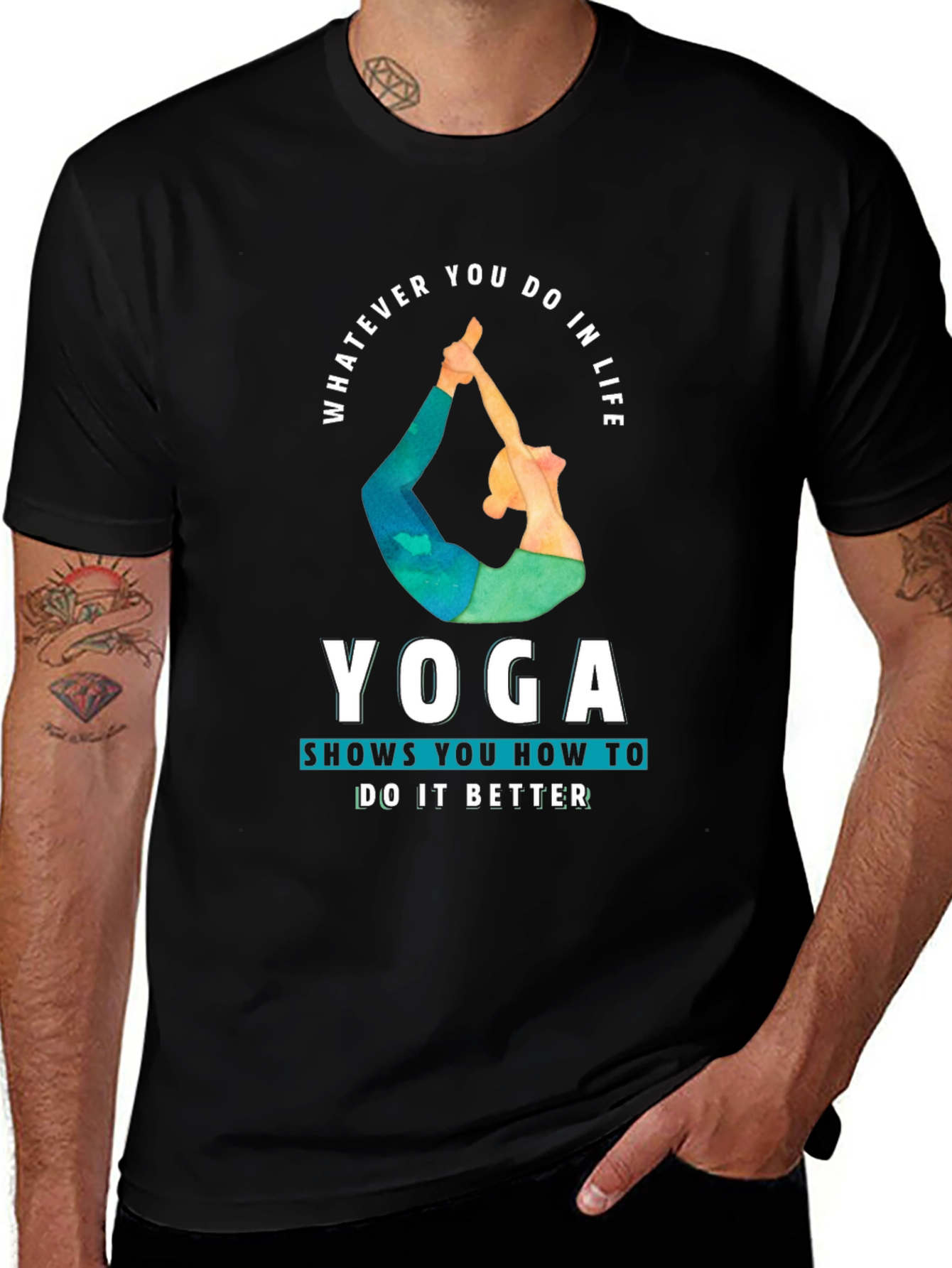 Variant 6 of Yoga Life Black T-Shirt - Whatever You Do