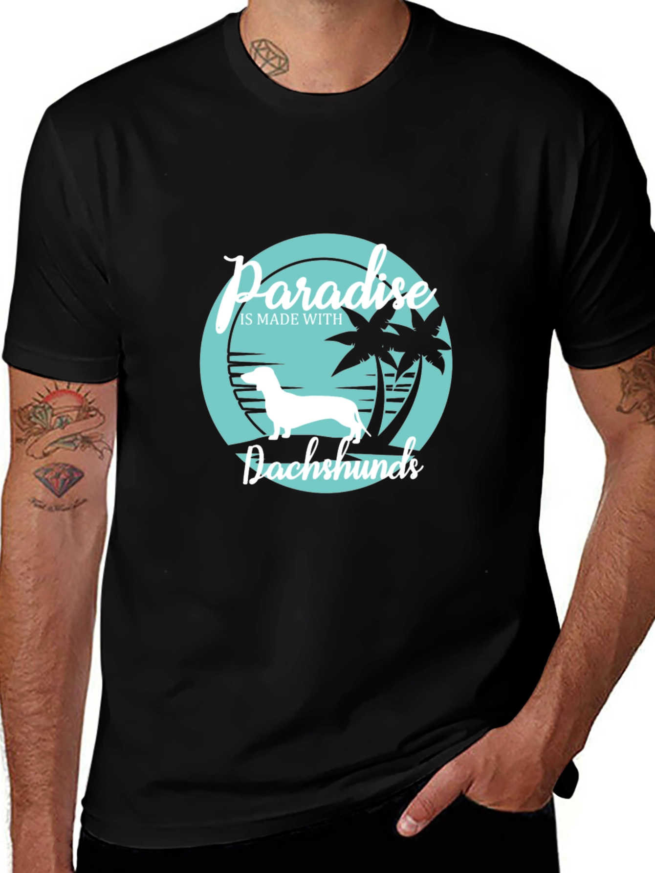 Variant 24 of Paradise Dachshunds Black T-Shirt