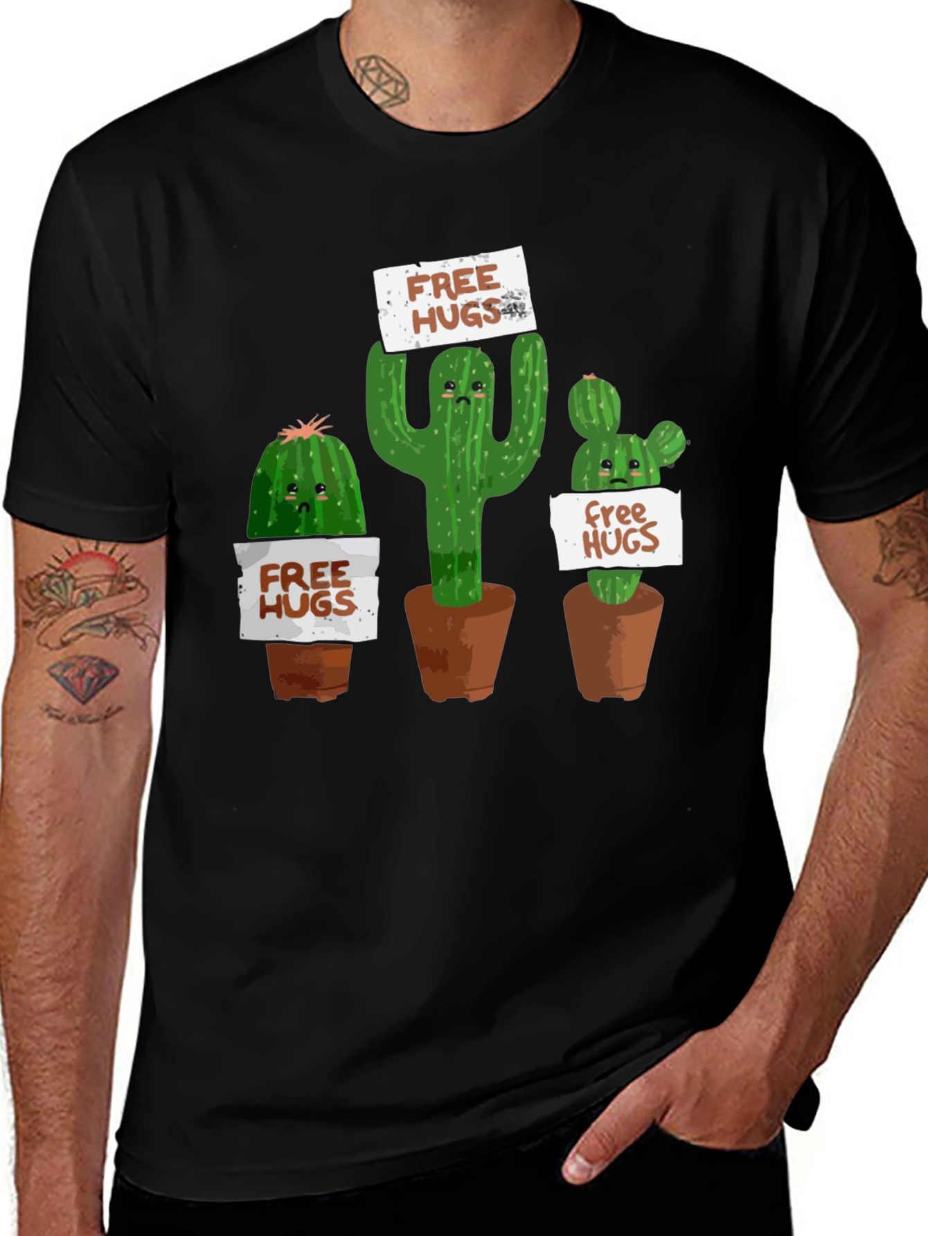 Variant 5 of Free Hugs Cactus Graphic Tee -  Funny T-Shirt