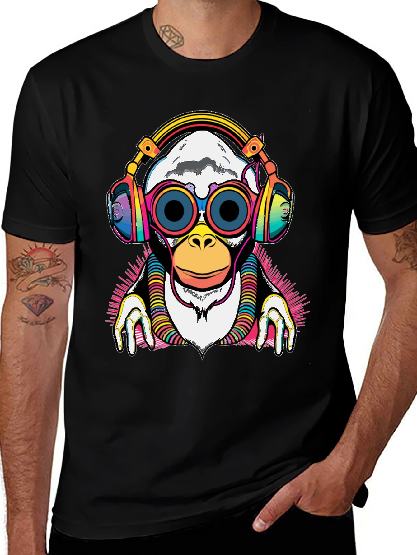 Variant 23 of DJ Monkey Graphic Tee - Cool Headphone Design