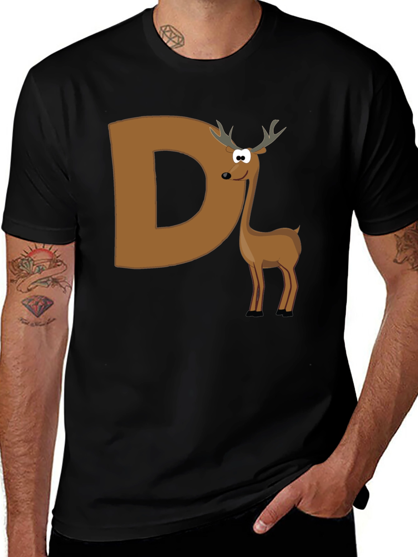Variant 29 of Deer Initial 'D' Graphic T-Shirt