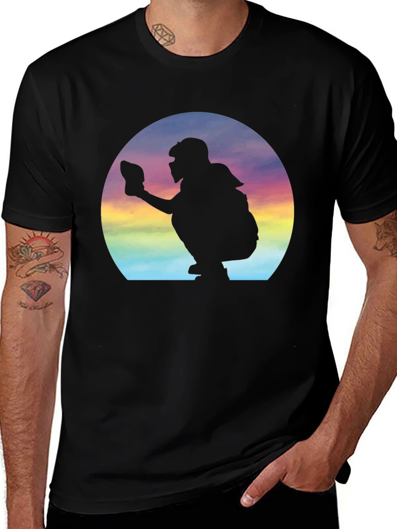 Variant 5 of Baseball Catcher Silhouette Graphic Tee