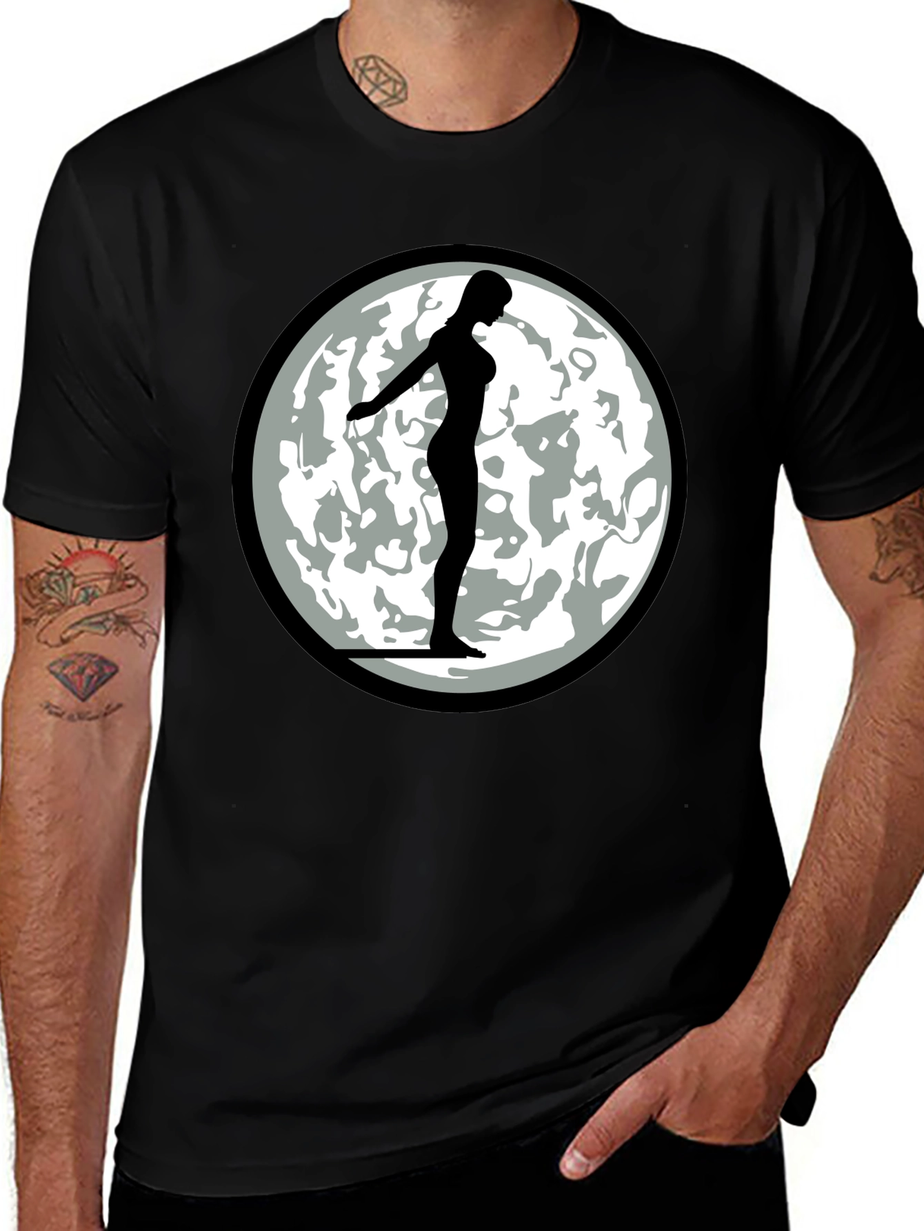 Variant 24 of Silhouette Moon Graphic Tee - Unisex Black T-Shirt