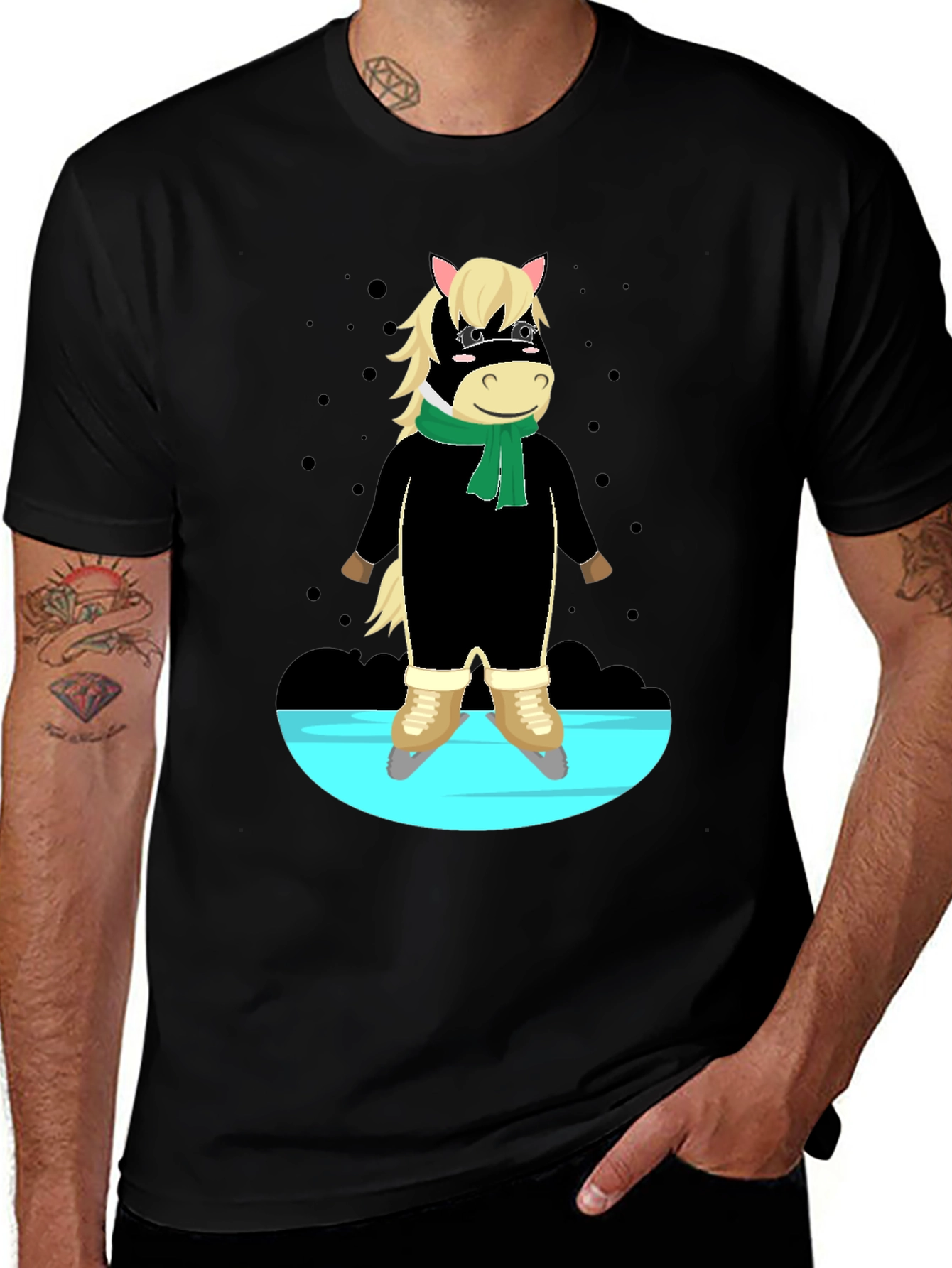 Variant 19 of Skating Horse Graphic Tee - Quirky Cartoon Shirt