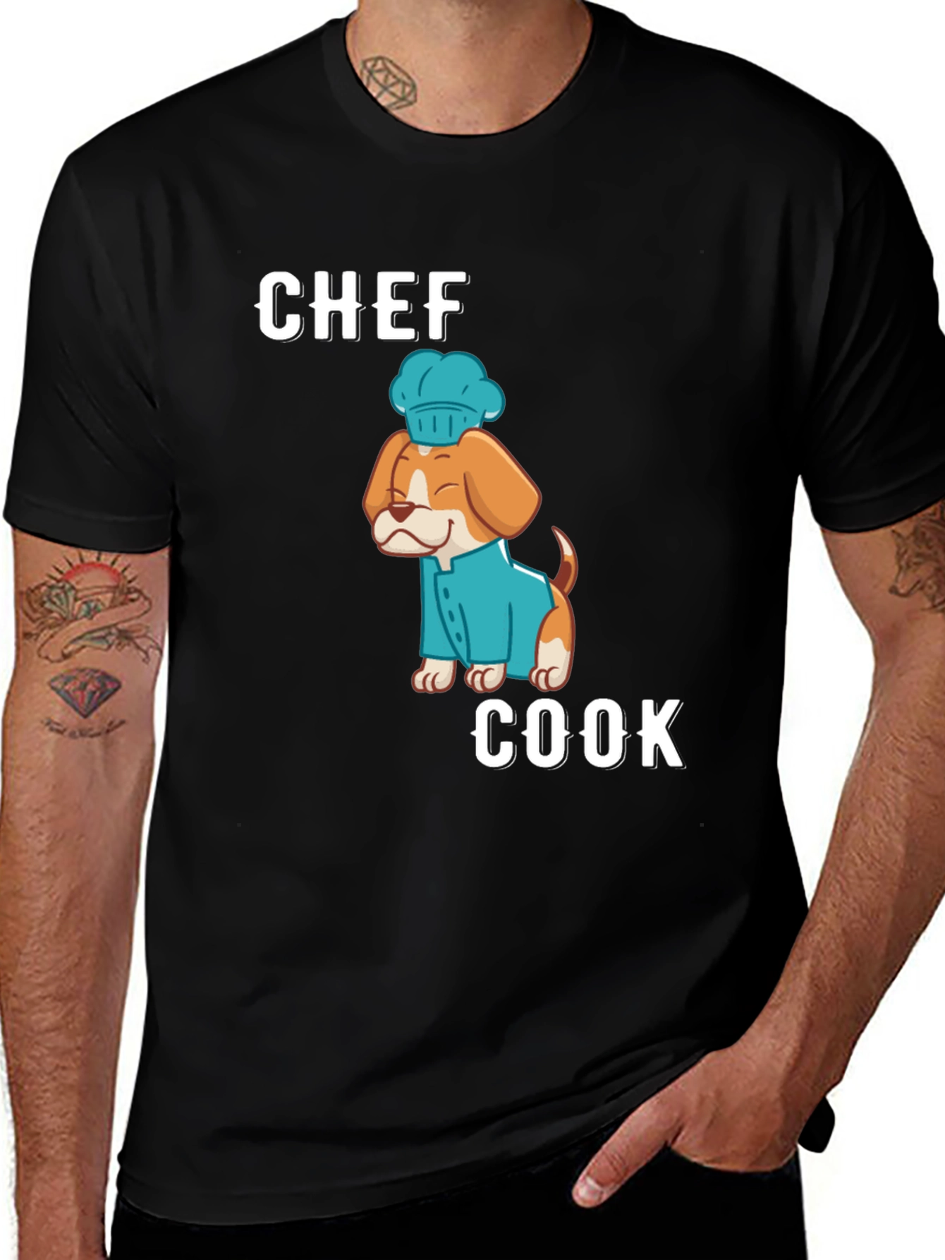 Black Chef Cook Dog T-Shirt - Cute Culinary Apparel main image