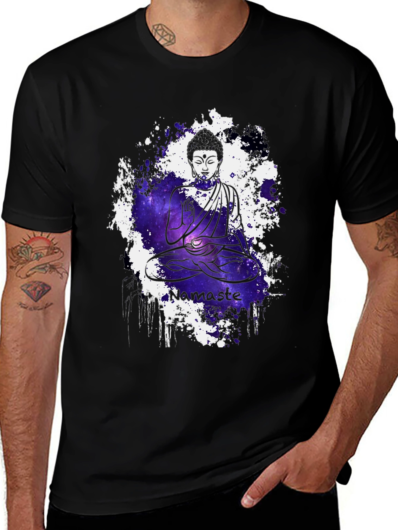 Buddha Namaste Galaxy T-Shirt - Spiritual Meditation Tee