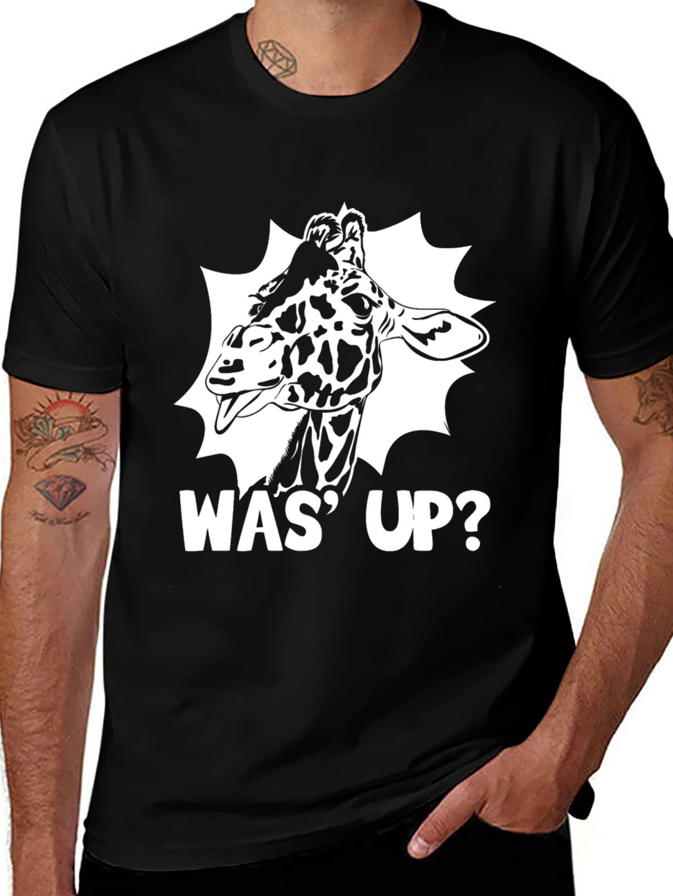 Variant 29 of Was' Up Giraffe T-Shirt - Black
