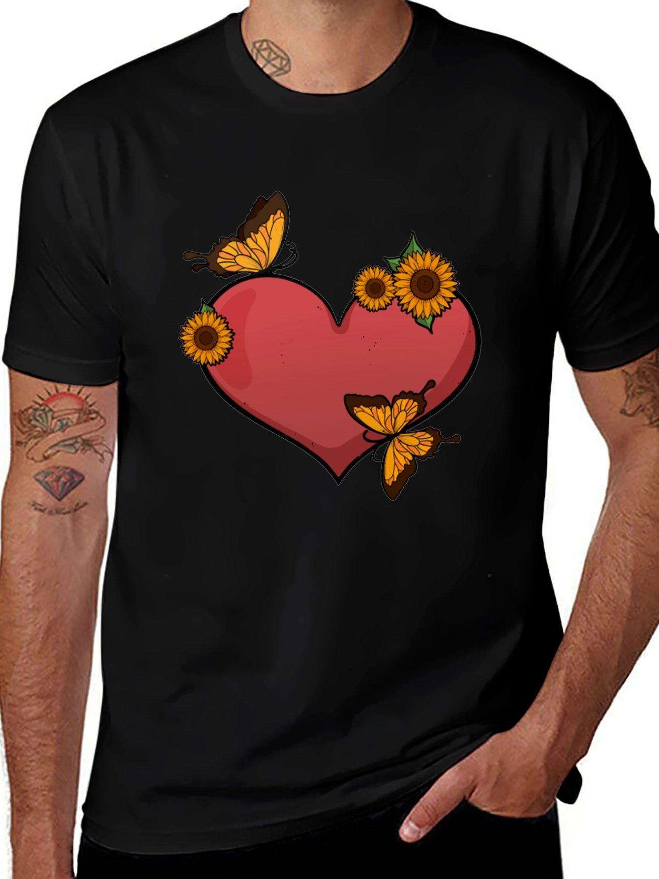 Variant 26 of Heart Sunflower Butterfly Graphic Tee