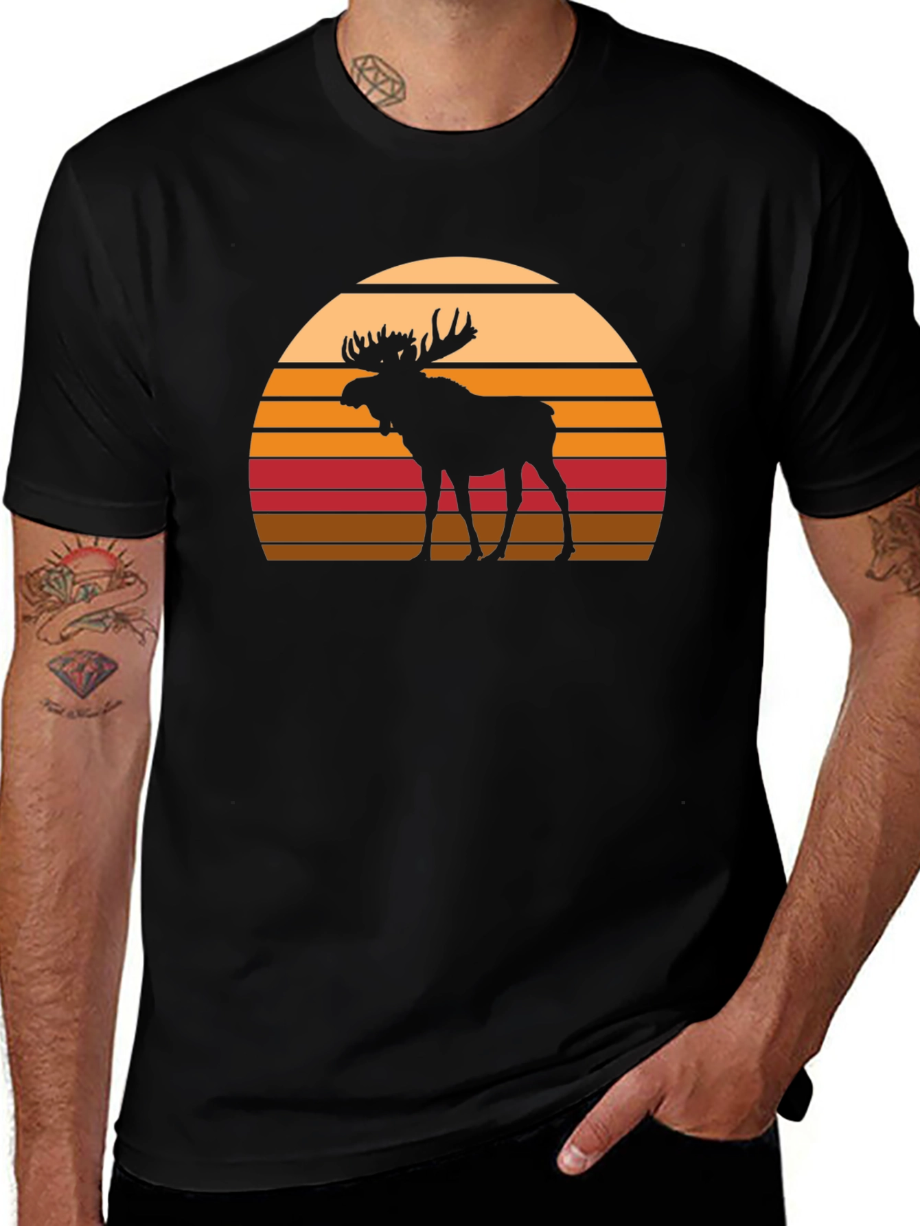 Variant 21 of Moose Silhouette Sunset Graphic T-Shirt
