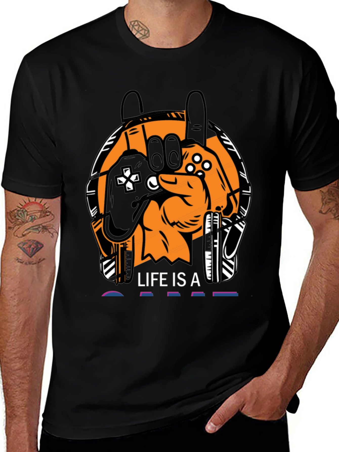 Variant 7 of Life Is A Game T-Shirt - Gamer Hand Graphic Tee