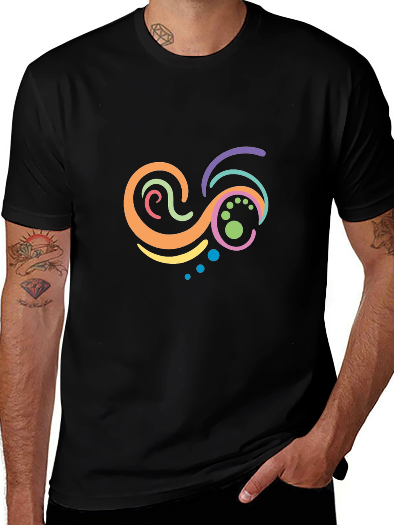 Variant 27 of Colorful Paw Print Swirl Graphic Tee