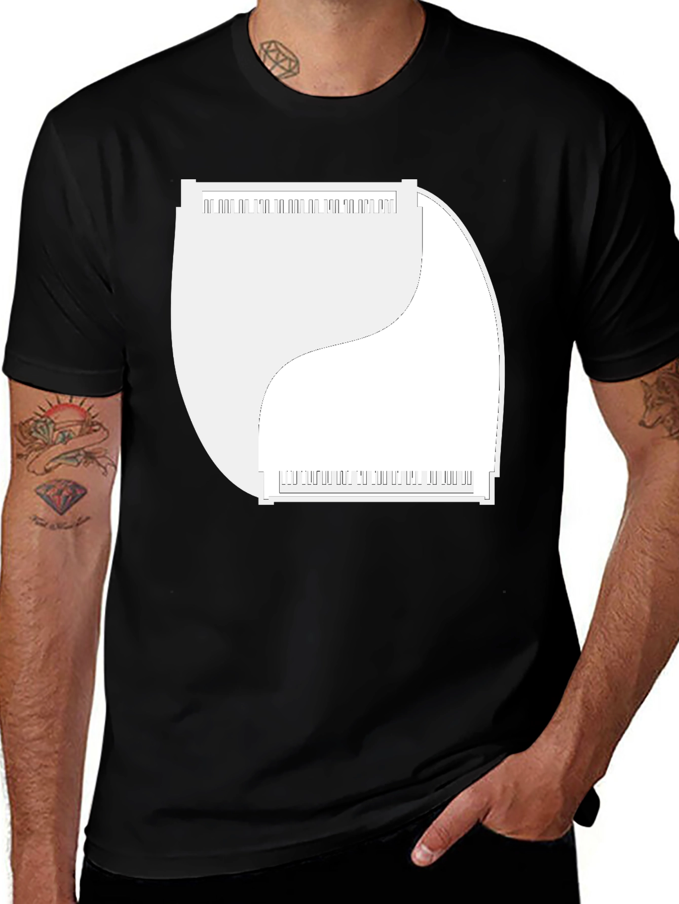Variant 19 of Yin Yang Piano Keys Graphic Tee