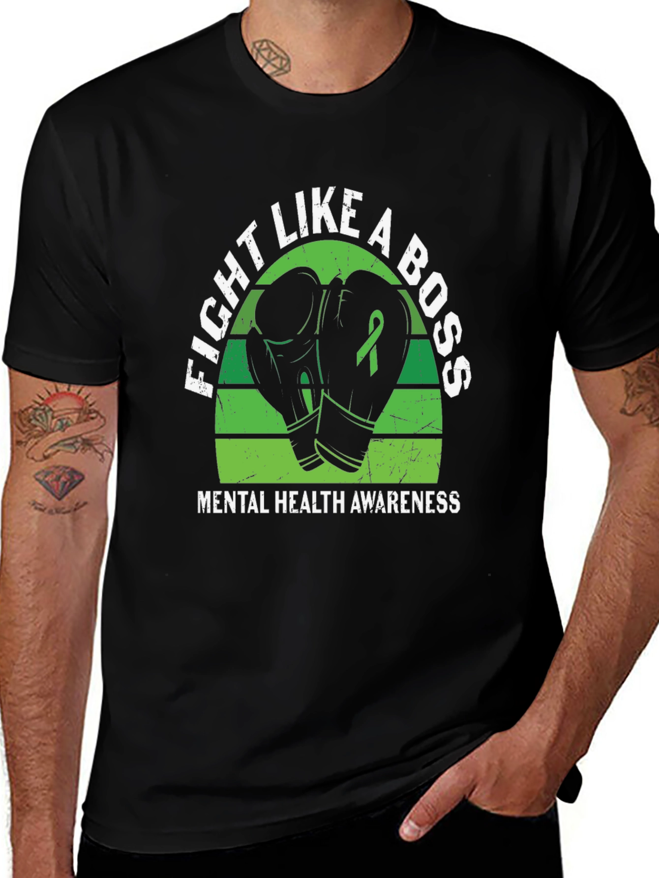 Variant 11 of Fight Like A Boss Mental Health Awareness T-Shirt